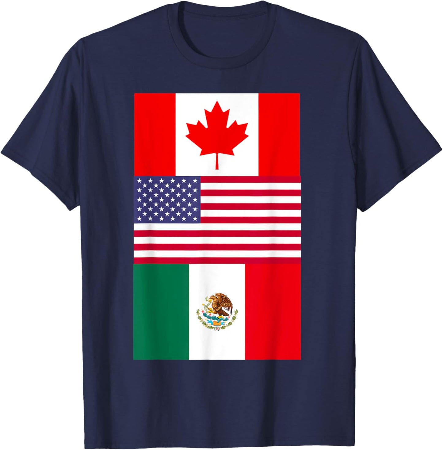 Canada USA Mexico North America Flags T-Shirt - T-Shirt | Navy