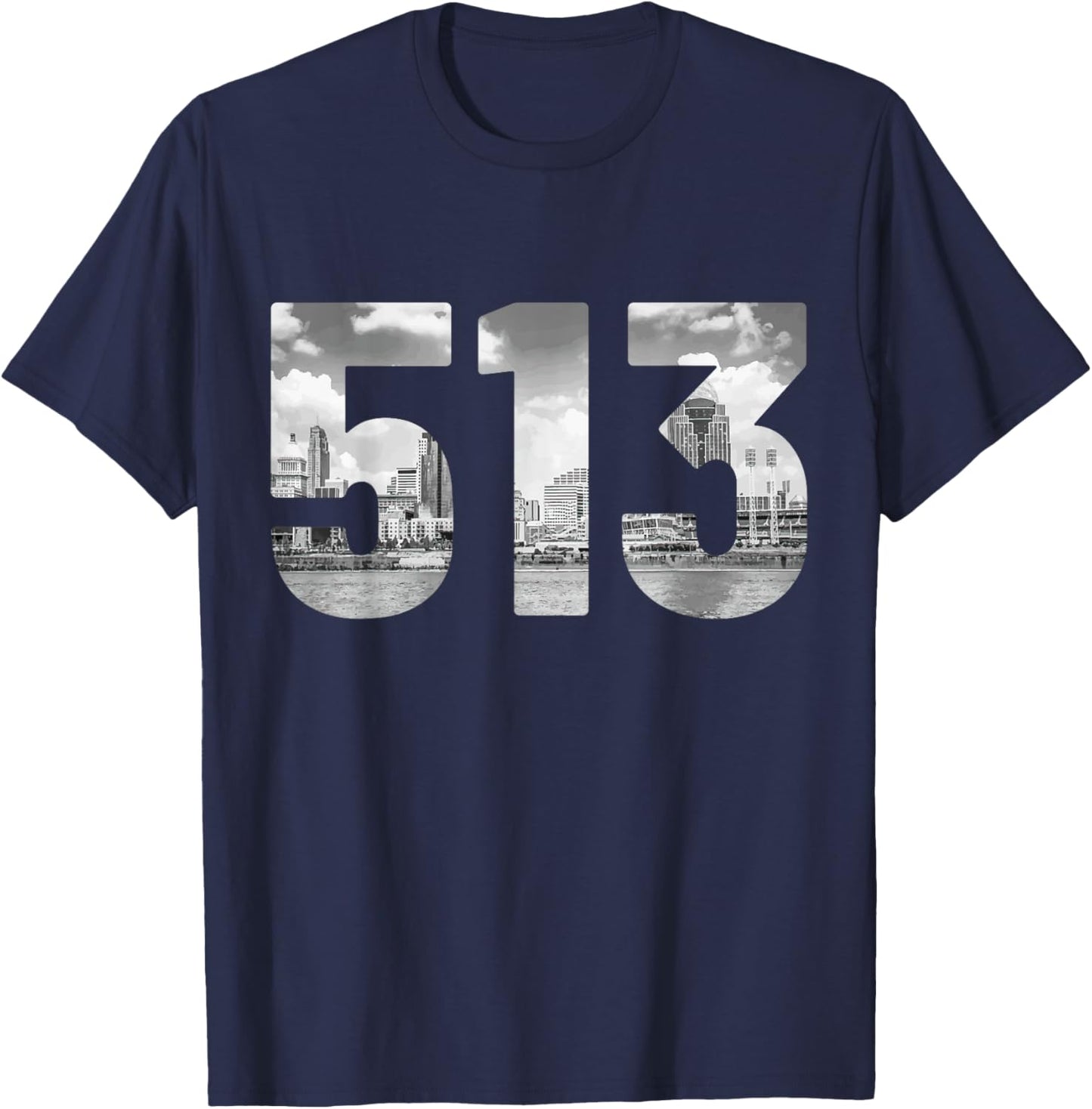 Cincinnati 513 Area Code Skyline Ohio Vintage T-Shirt - T-Shirt | Navy