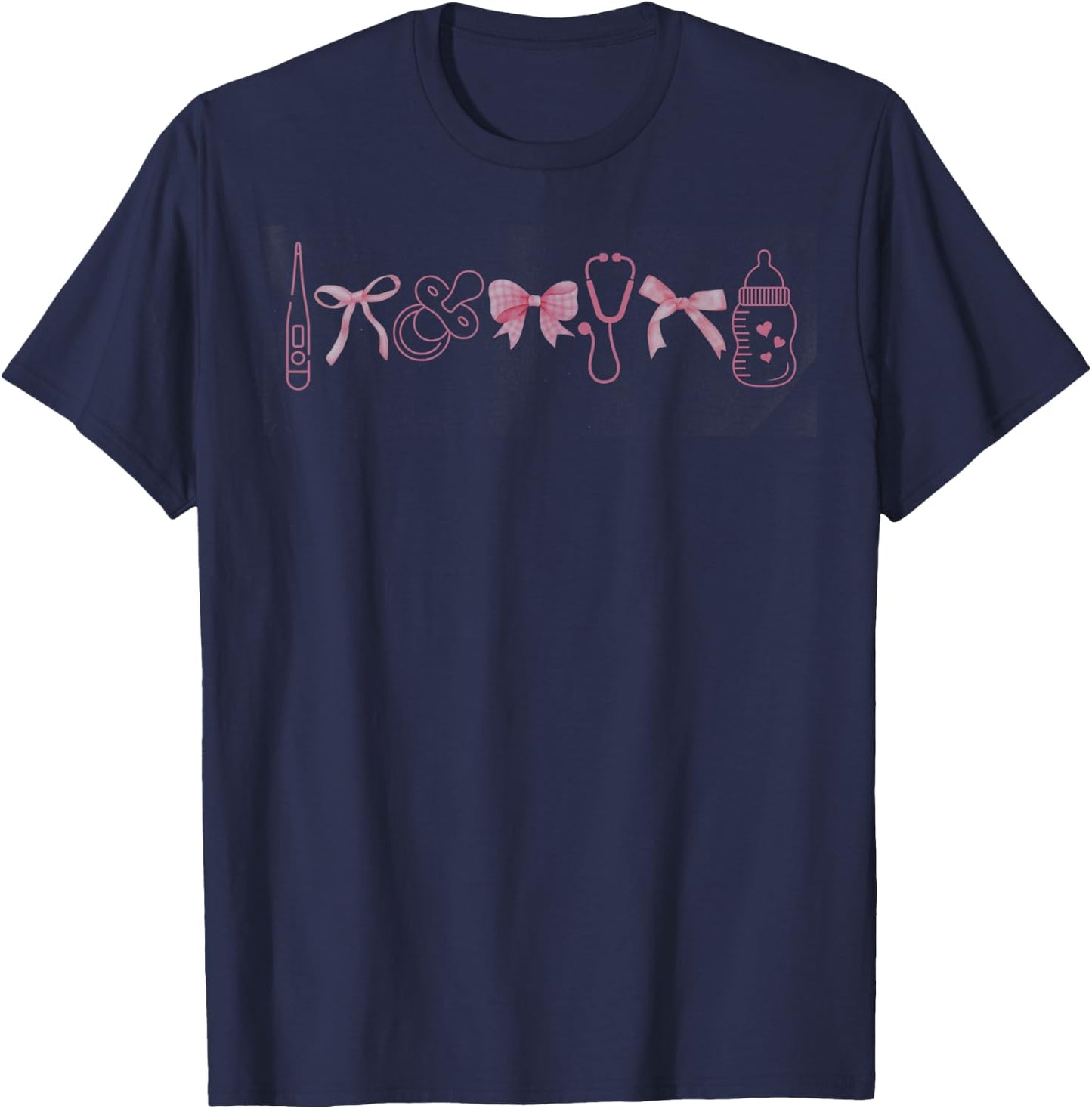 Coquette Mother Baby Nurse Graduation Postpartum RN NICU T-Shirt - T-Shirt | Navy