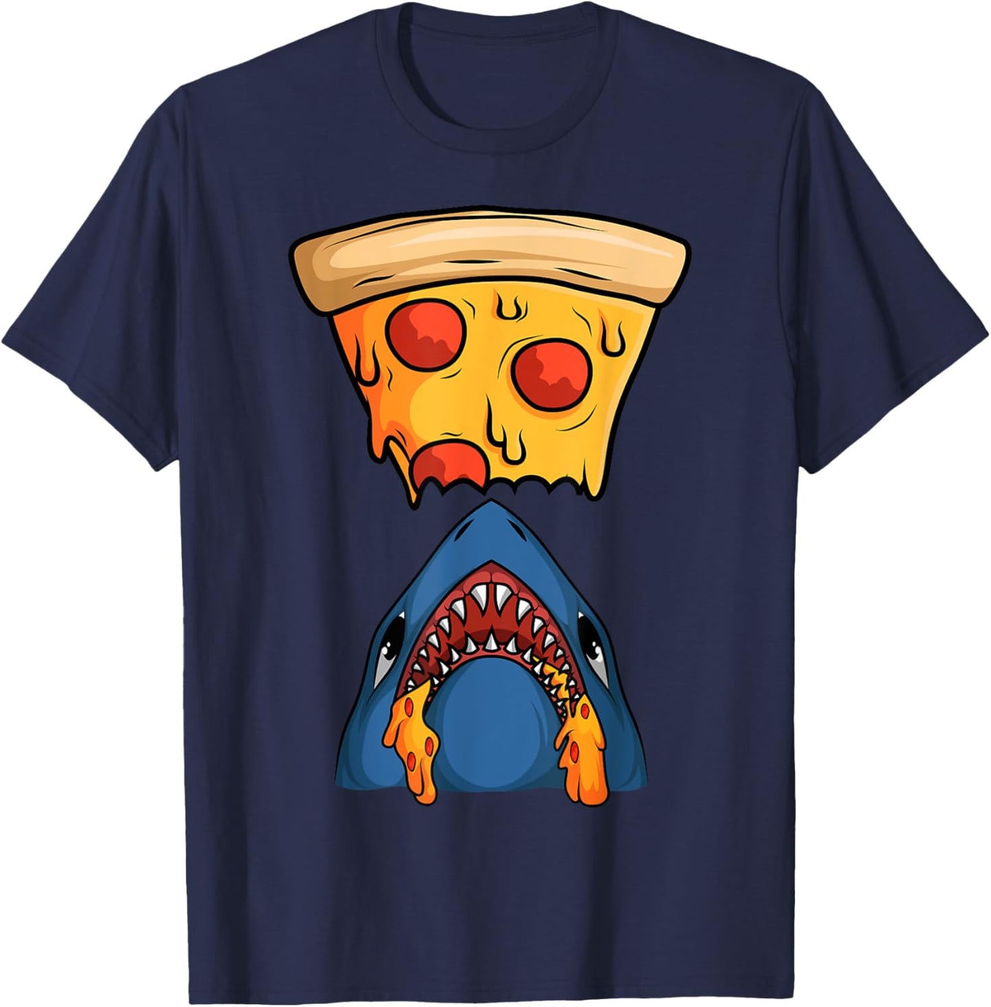 Cool Pizza Round Pizzetta Lover Shark Fan Pizzaiolo Pizzeria T-Shirt - T-Shirt | Navy