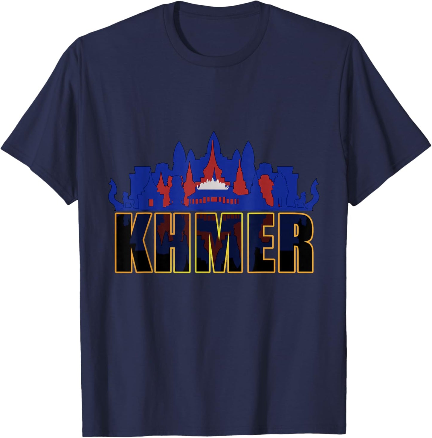 Cambodia Cambodian Khmer Proud Old History Temple Pagoda T-Shirt - T-Shirt | Navy