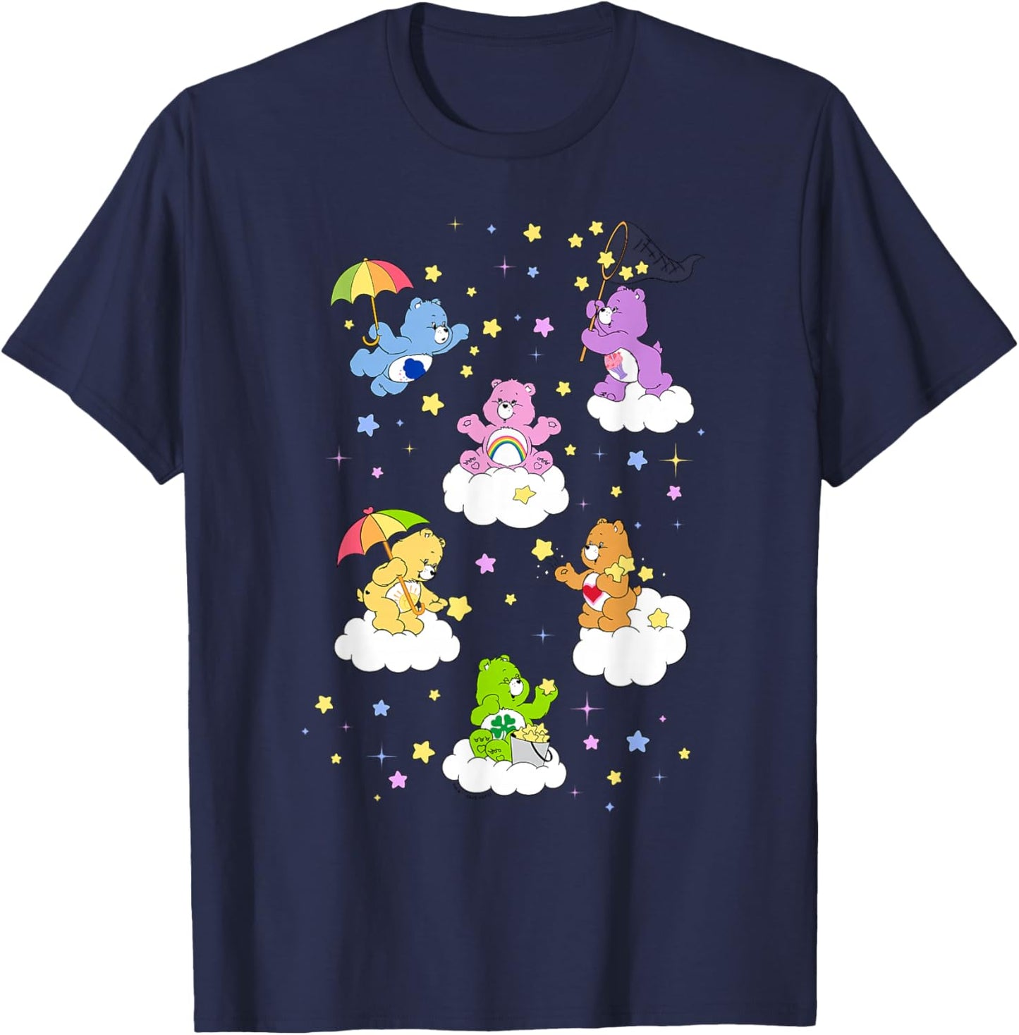 Care Bears Classic Vintage Star Collecting Group Bear Poster T-Shirt - T-Shirt | Navy