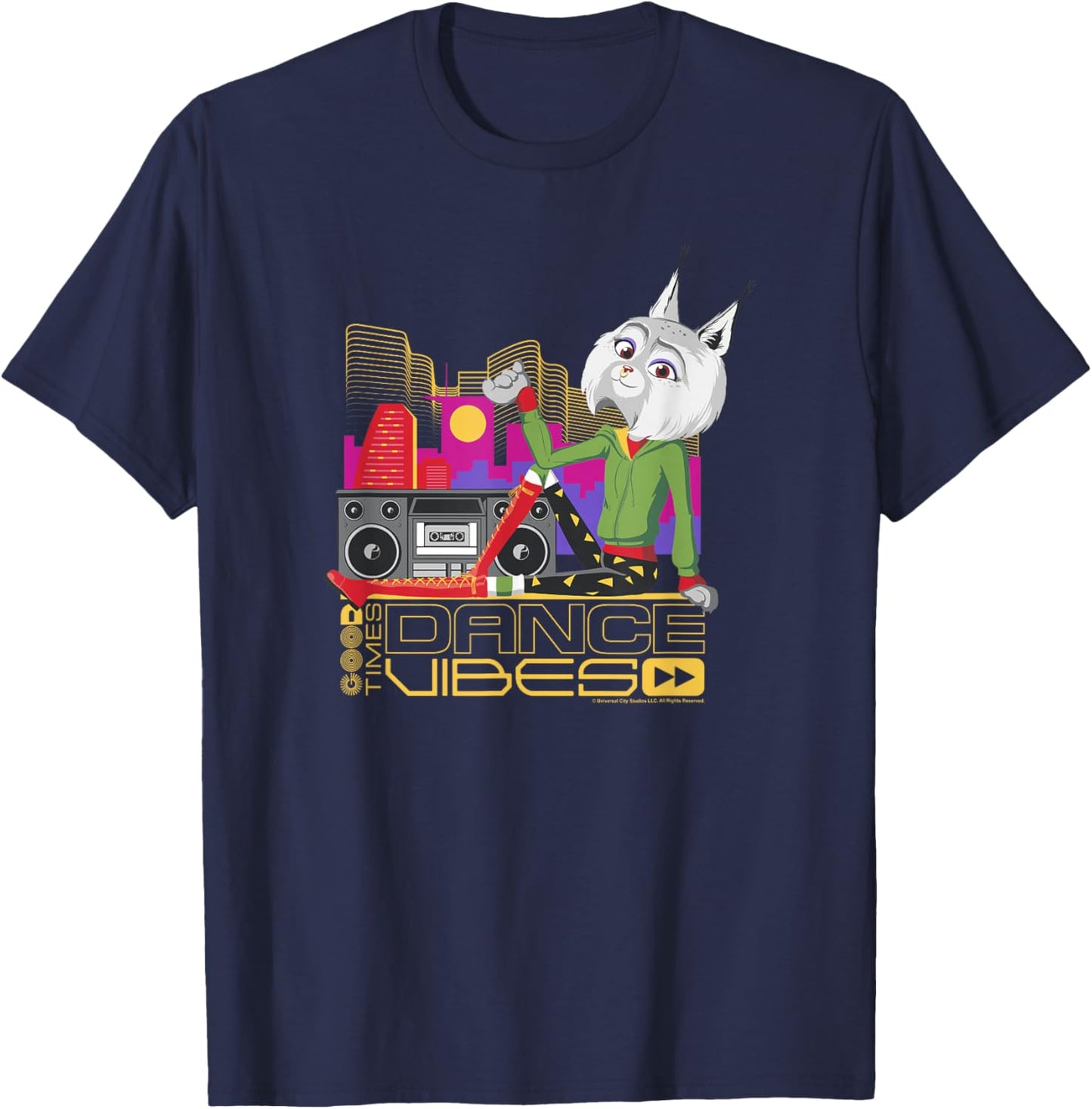 Sing 2 Nooshy Retro City Poster T-Shirt - T-Shirt | Navy