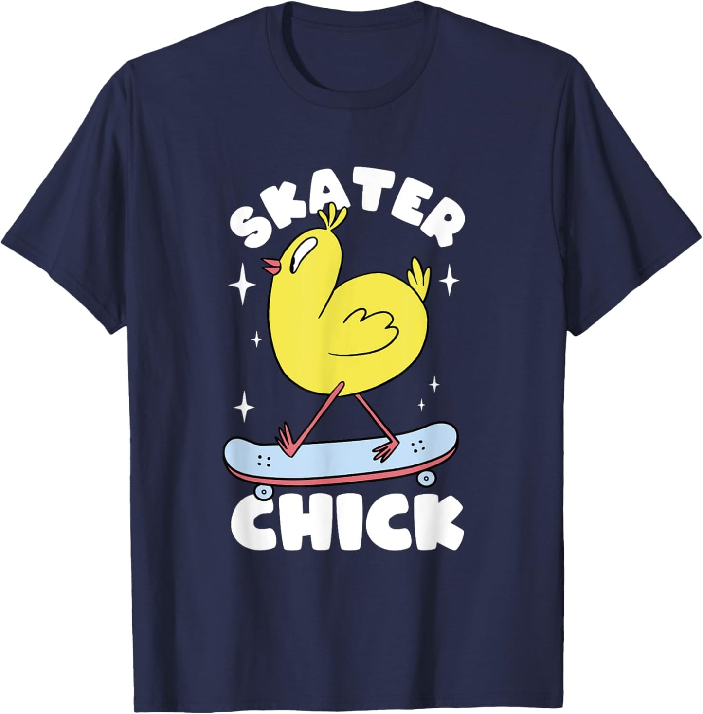 Skater Chick Cute Chicken Skateboard Skateboarding Girls T-Shirt - T-Shirt | Navy