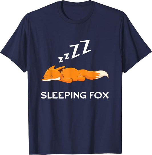Sleep Cartoon Fox Top T-Shirt - T-Shirt | Navy