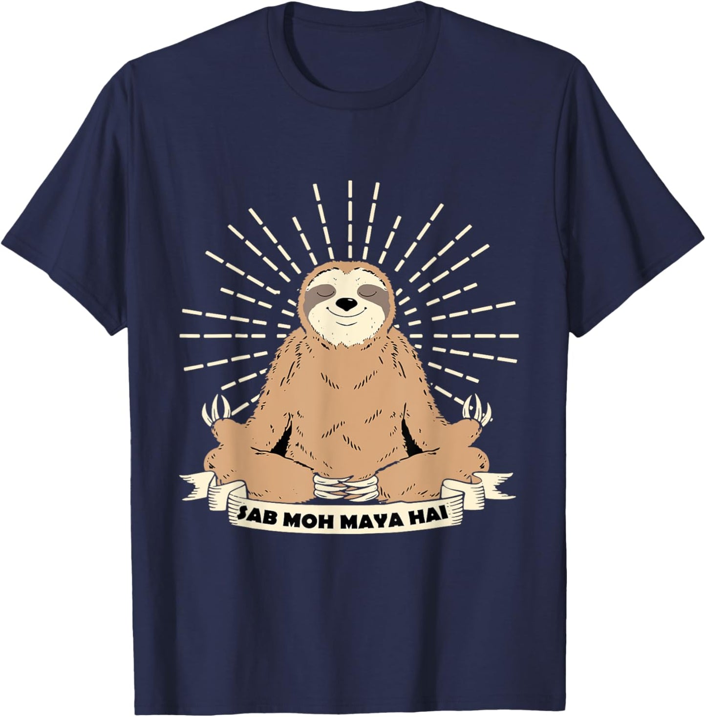 Sab Moh Maya Hai Meditation Hindi Slogan T-Shirt - T-Shirt | Navy