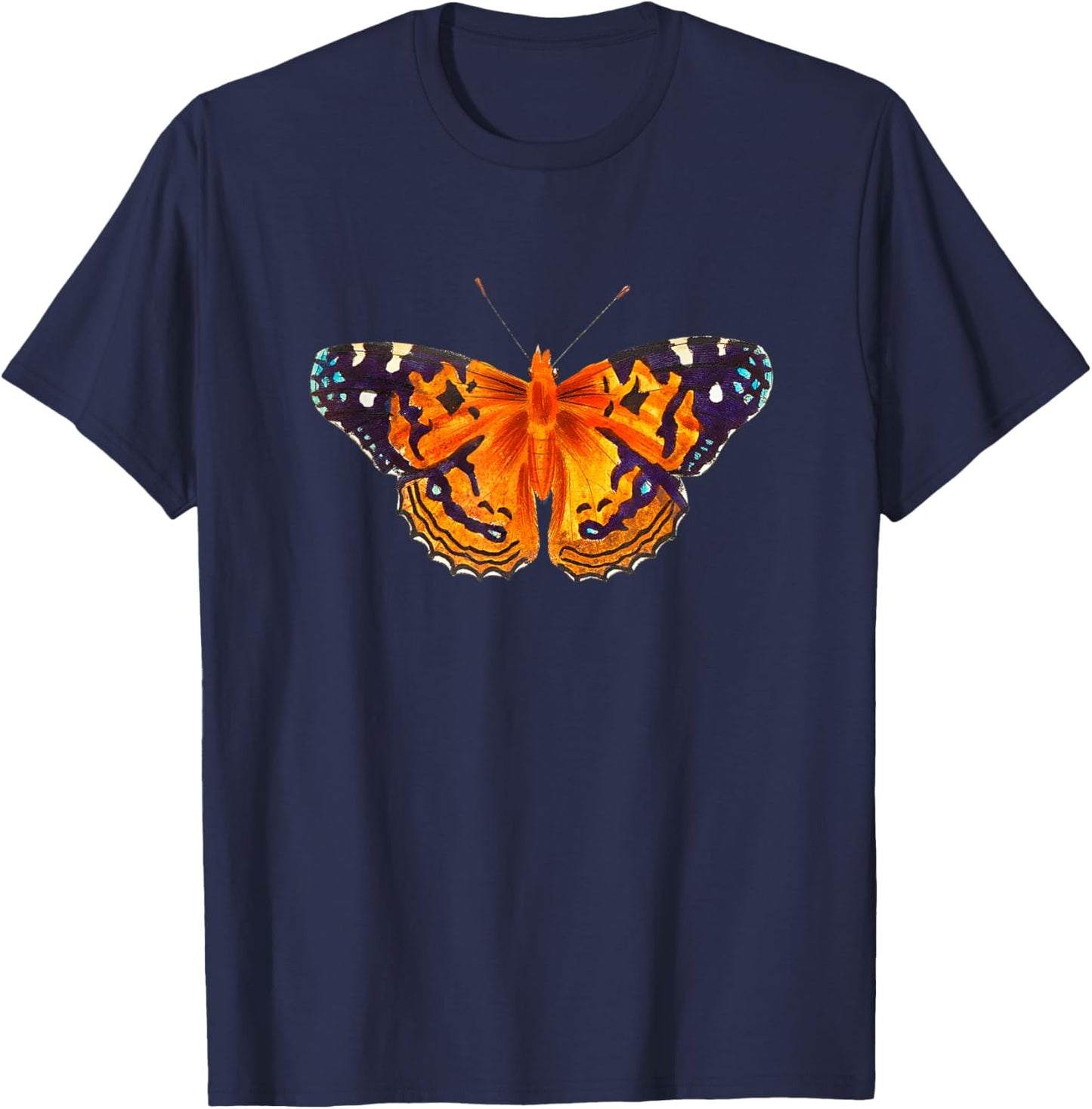 American Painted Butterfly Illustration & Women T-Shirt - T-Shirt | Navy