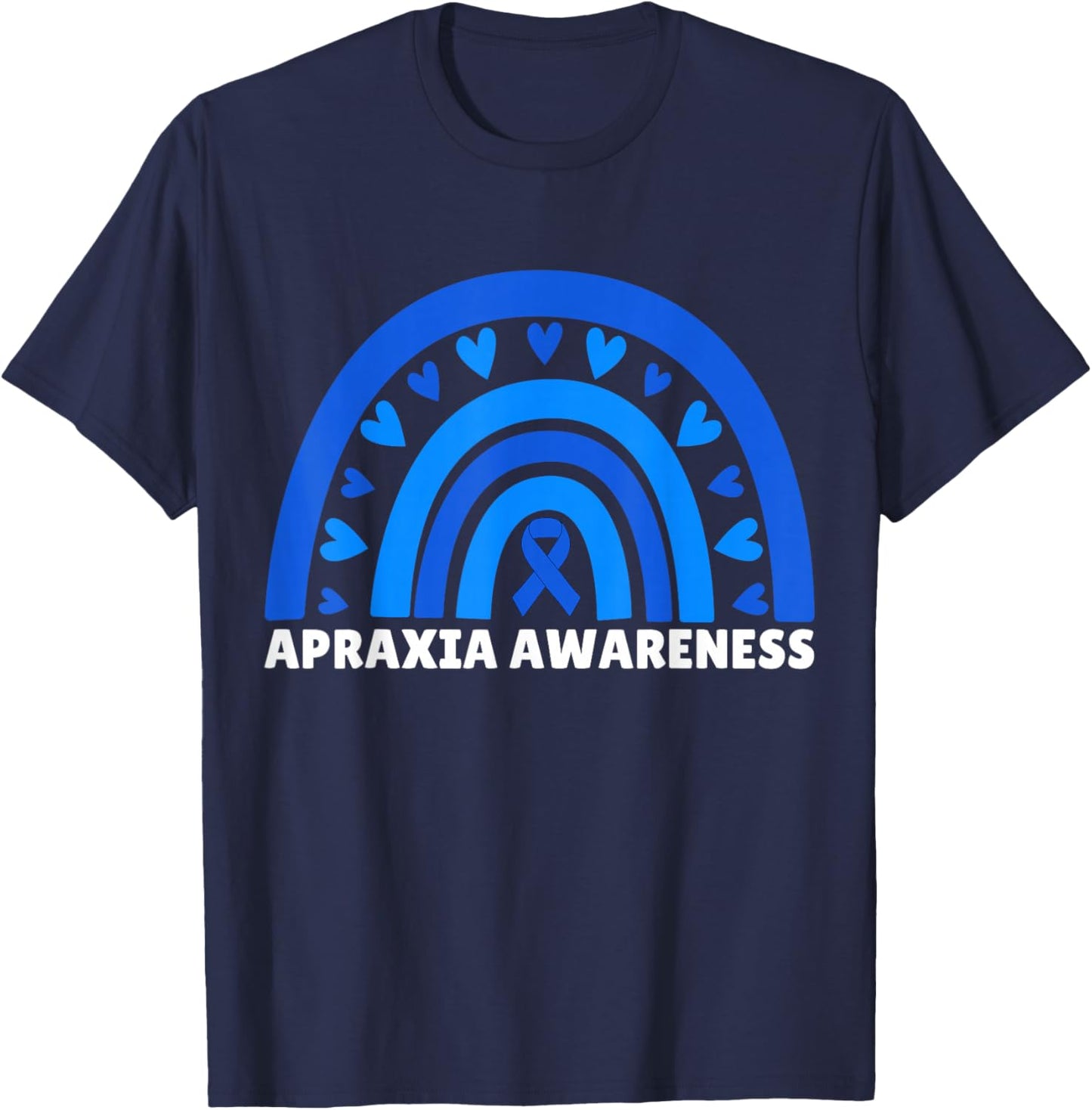 Apraxia Awareness Sister Brother Son Rainbow Apraxia Warrior T-Shirt - T-Shirt | Navy