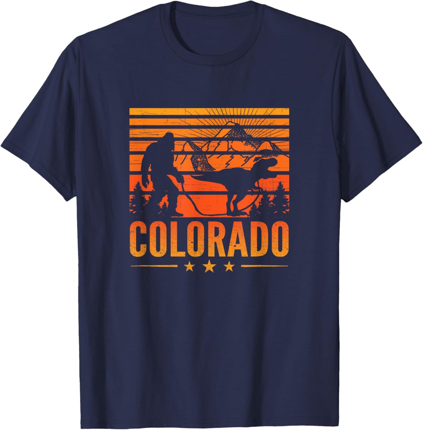 Colorado Bigfoot Mountain Dinosaur Bigfoot Camping Sasquatch T-Shirt - T-Shirt | Navy