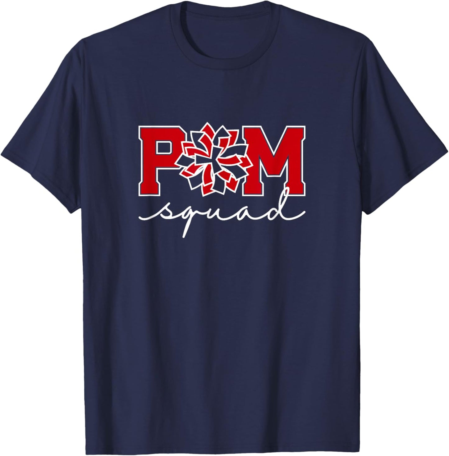 Pom Squad for Dance, Cheer, Spirit Squad Red T-Shirt - T-Shirt | Navy