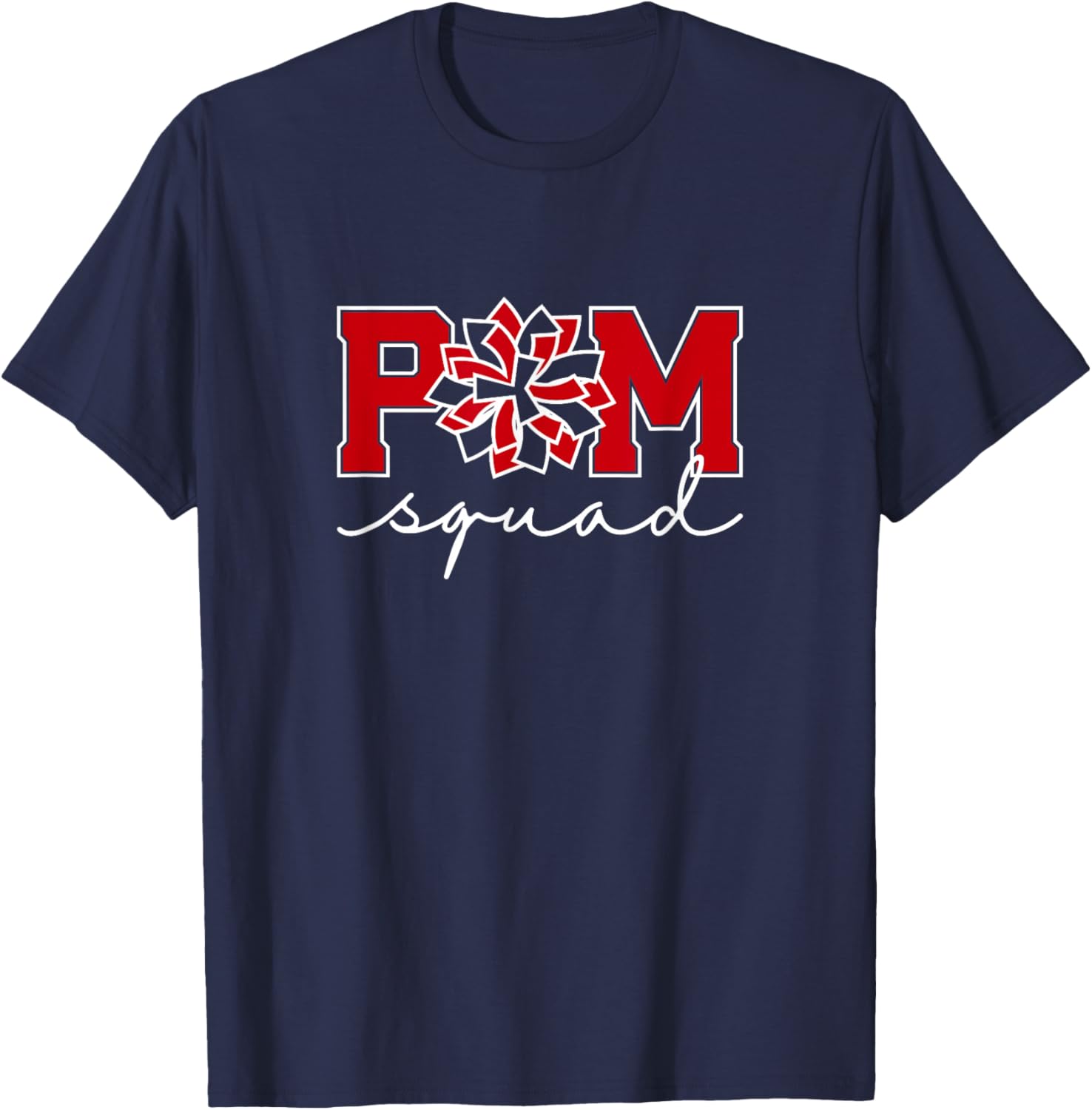 Pom Squad for Dance, Cheer, Spirit Squad Red T-Shirt - T-Shirt | Navy