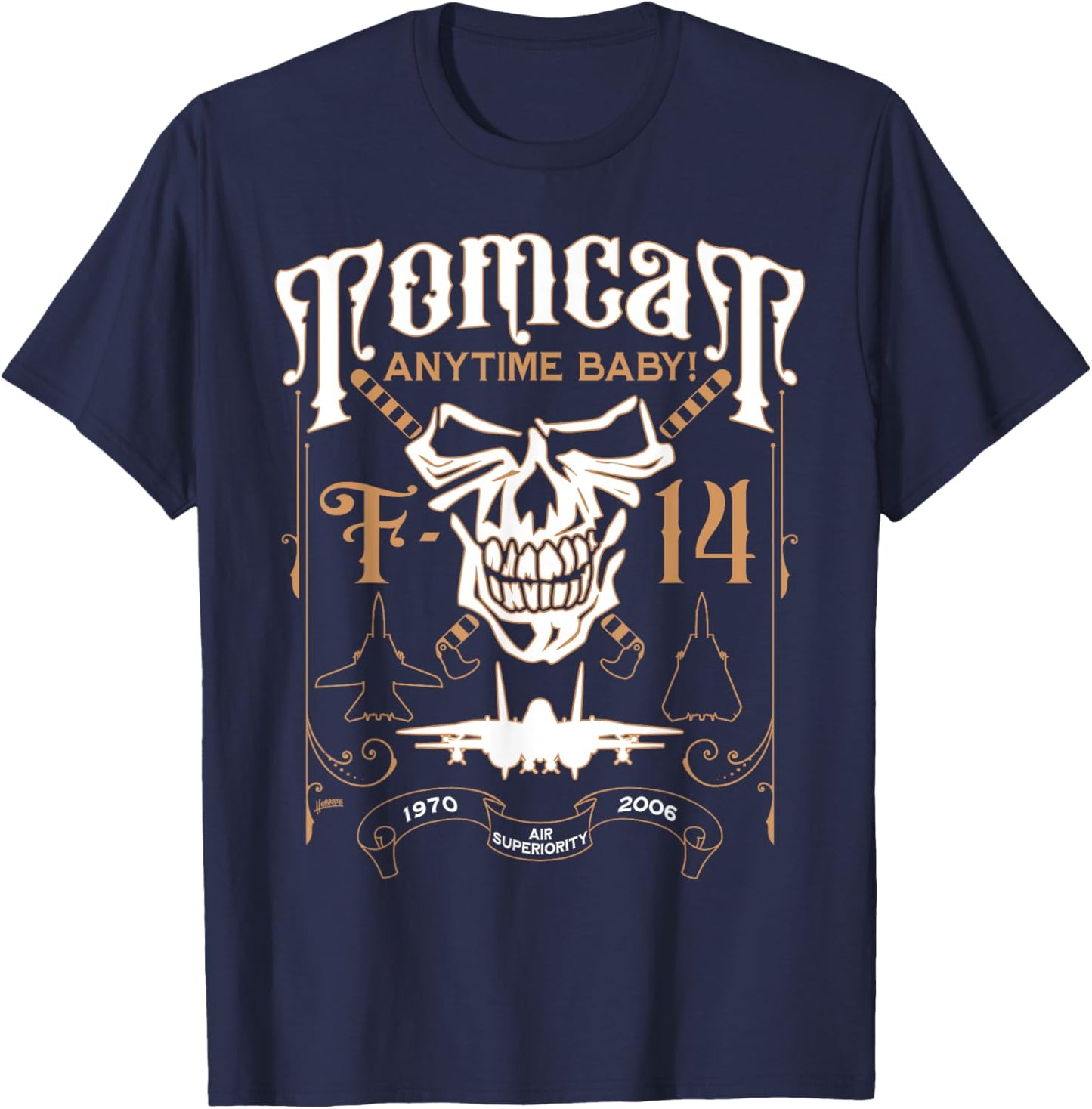 Classic F-14 Tomcat Military Fighter Jet Skull T-Shirt - T-Shirt | Navy