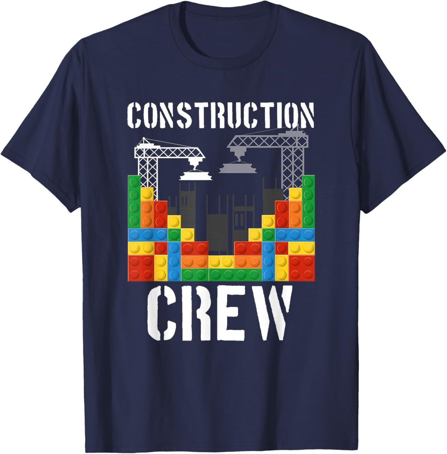 Construction Crew Master Builder Bricklayer Building Blocks T-Shirt - T-Shirt | Navy
