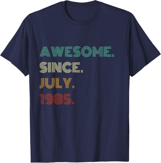 40 Years Old Awesome Since July 1985 40th Birthday T-Shirt - T-Shirt | Navy
