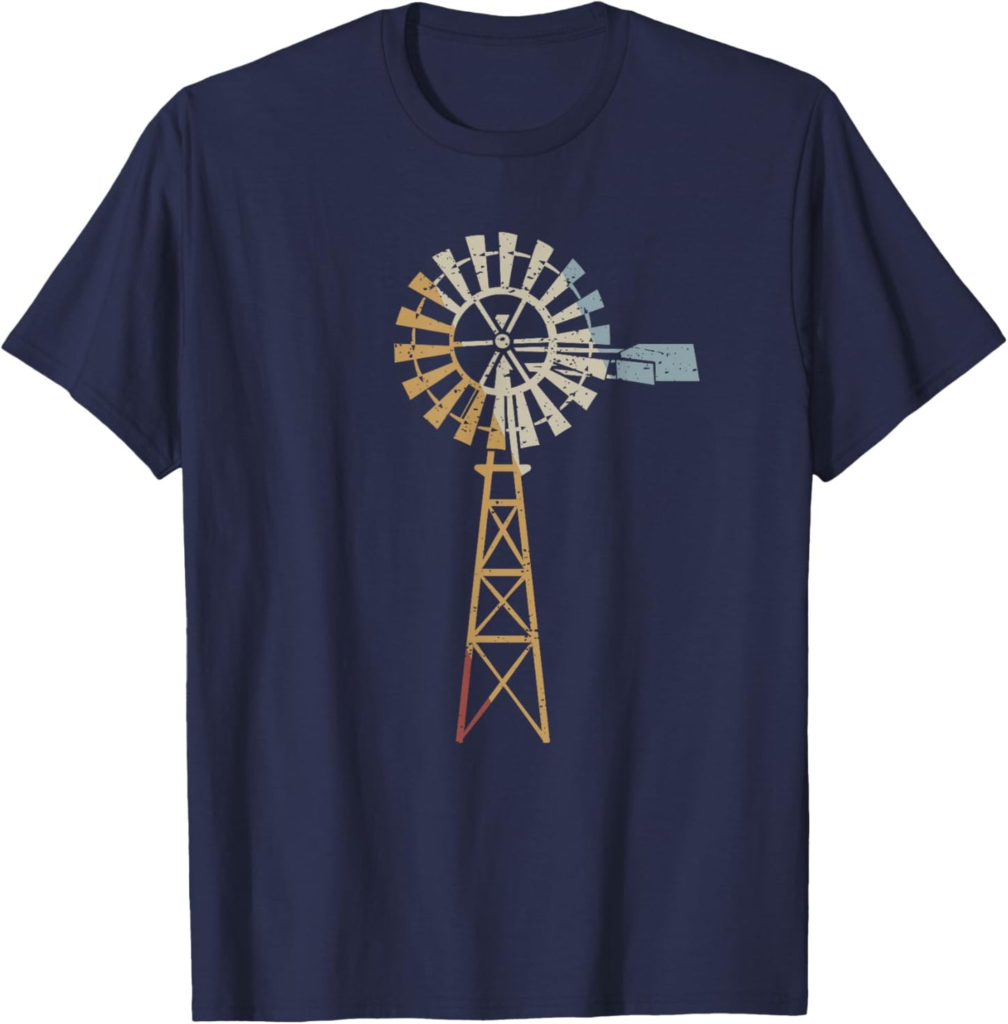 Windmill Retro Style Vintage T-Shirt - T-Shirt | Navy