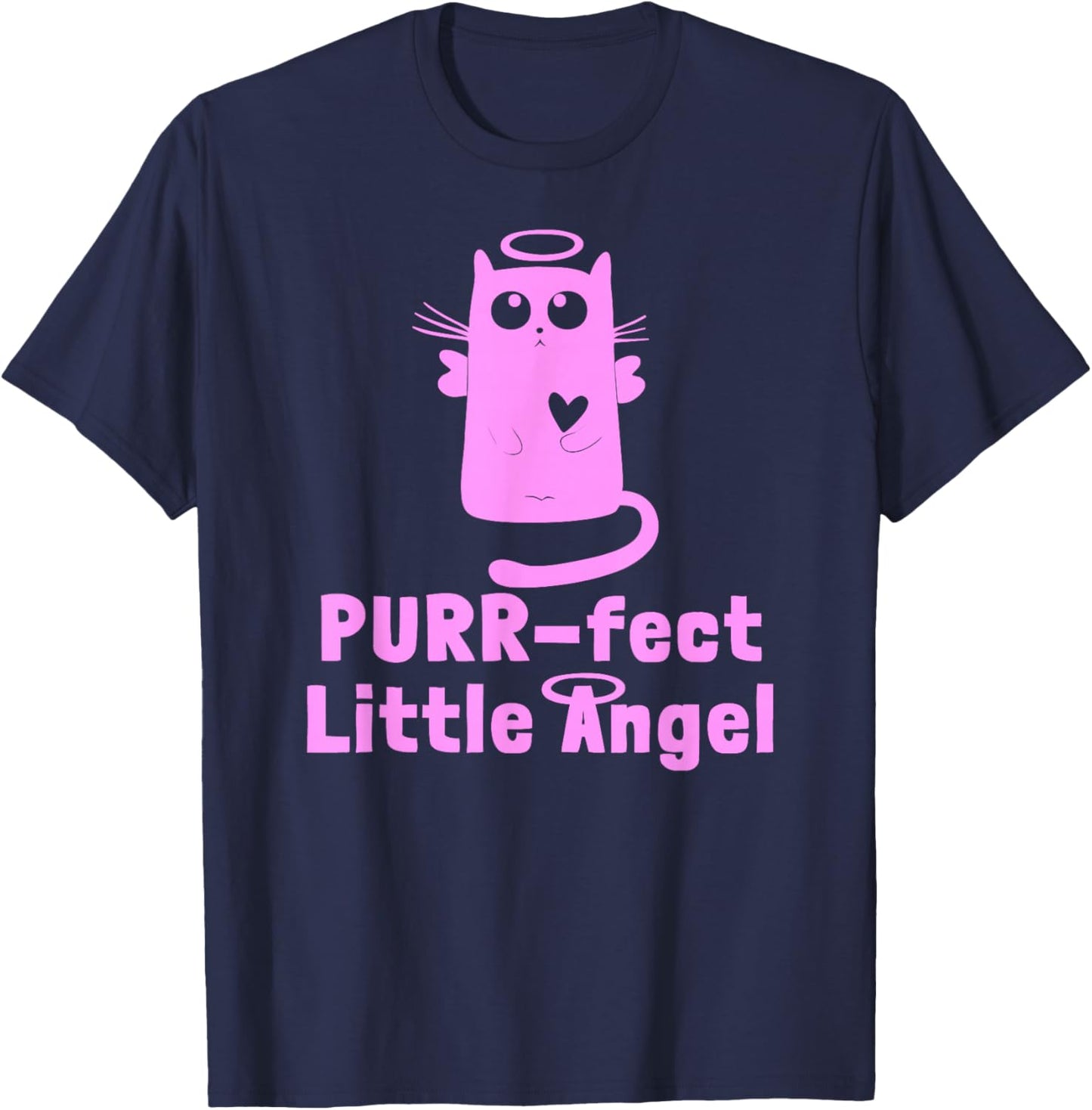Kitty Angel Kitten Cat Purr-fect Little Angel Perfect Halo T-Shirt - T-Shirt | Navy