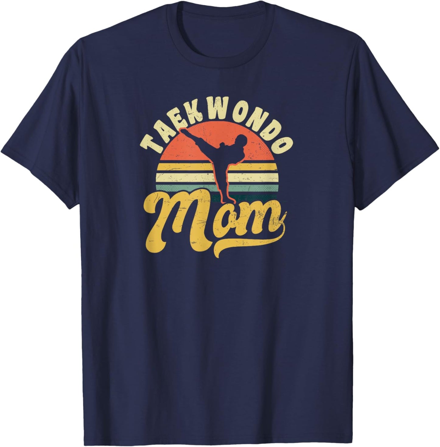 Vintage Retro Sunset Design Taekwondo Mom T-Shirt - T-Shirt | Navy