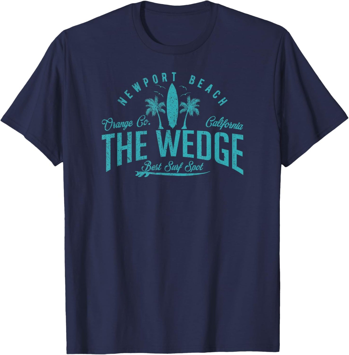 Vintage The Wedge Best Surf Spot Newport Beach Badge T-Shirt - T-Shirt | Navy