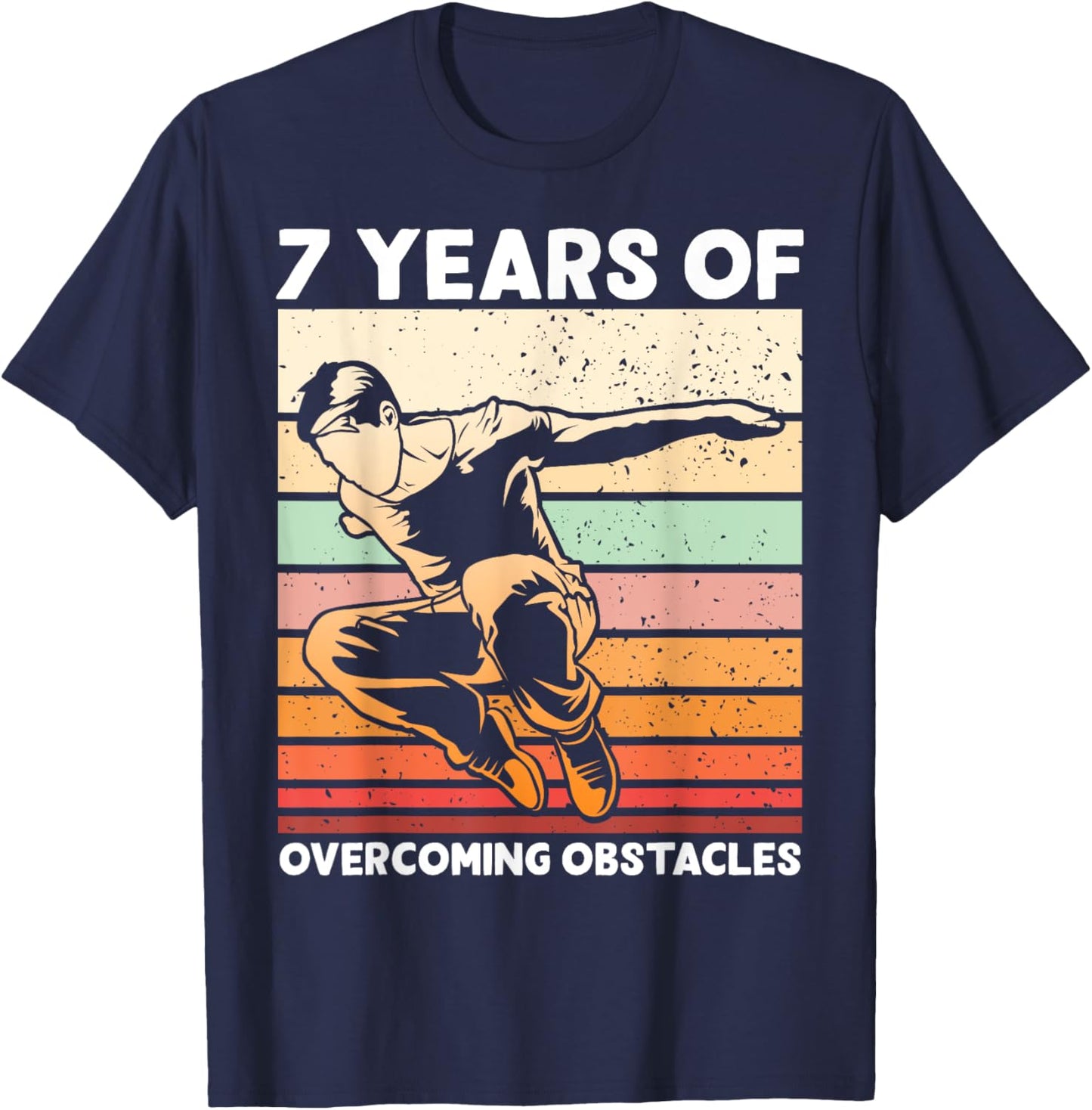 Vintage Parkour 7th Birthday 7 year old Boy Seventh 7yr old T-Shirt - T-Shirt | Navy
