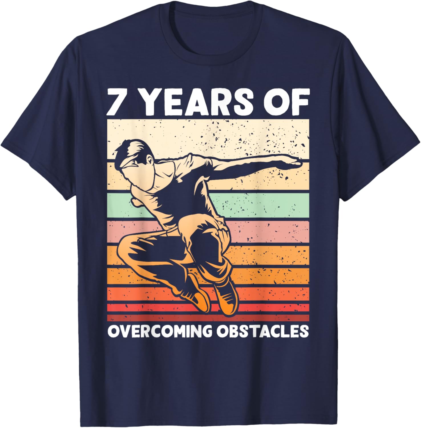 Vintage Parkour 7th Birthday 7 year old Boy Seventh 7yr old T-Shirt - T-Shirt | Navy