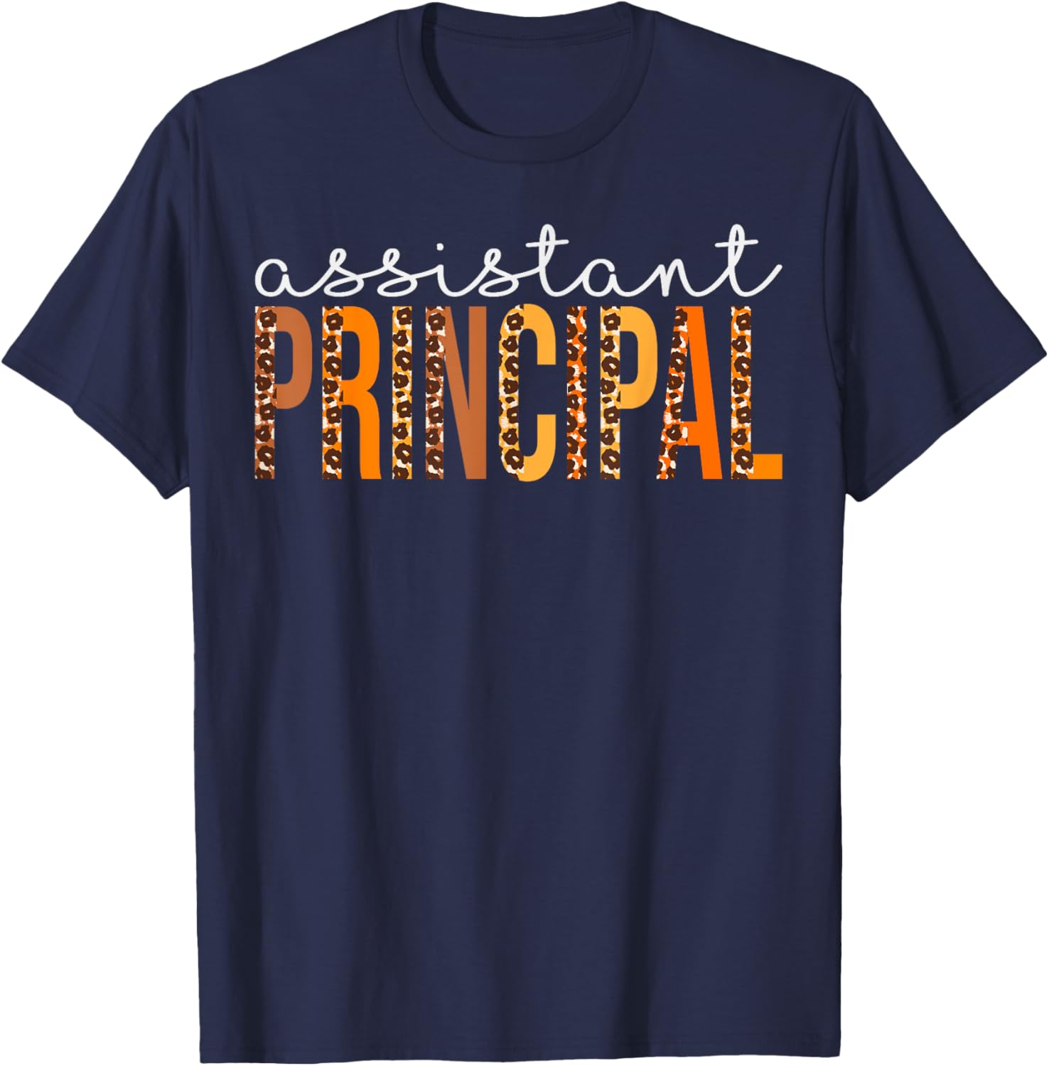 Assistant Principal leopard Fall Autumn Lovers Thanksgiving T-Shirt - T-Shirt | Navy
