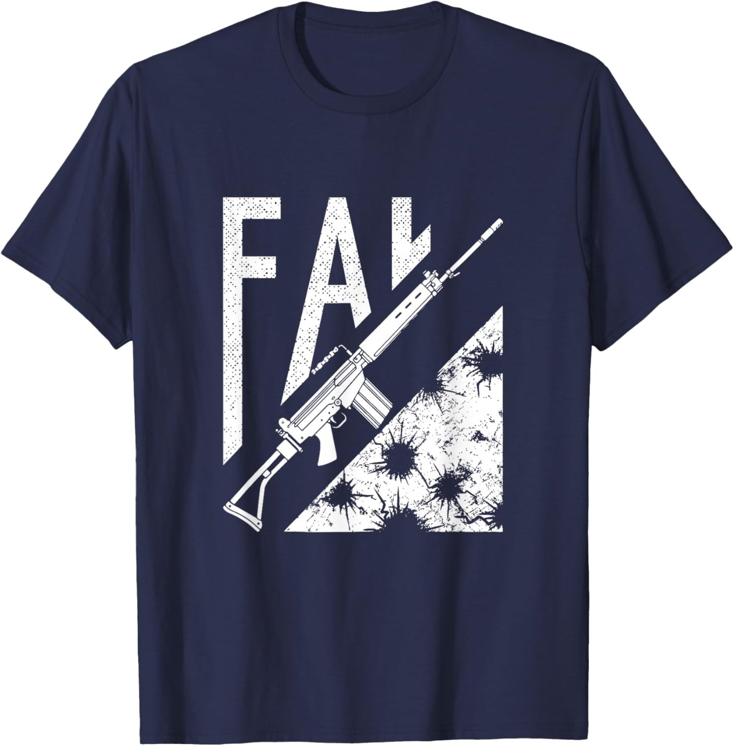 Vintage FAL Distressed Military Rifle T-Shirt - T-Shirt | Navy