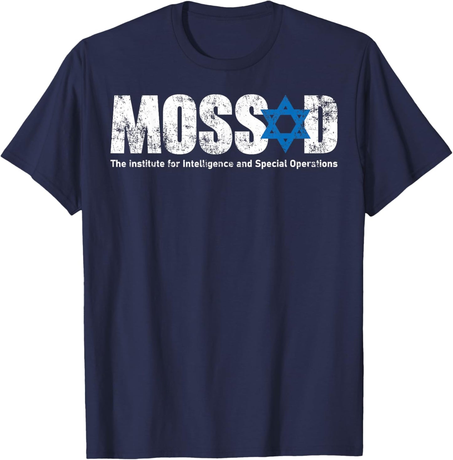 Mossad Israel Israeli Secret Service Menorah Tel Aviv T-Shirt - T-Shirt | Navy