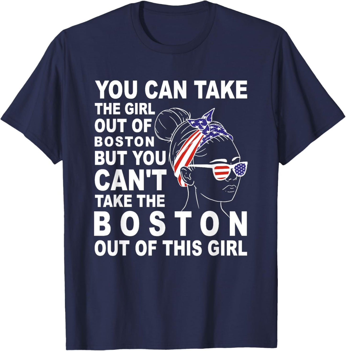 Girl From Boston - Classic Comic Boston Girl T-Shirt - T-Shirt | Navy
