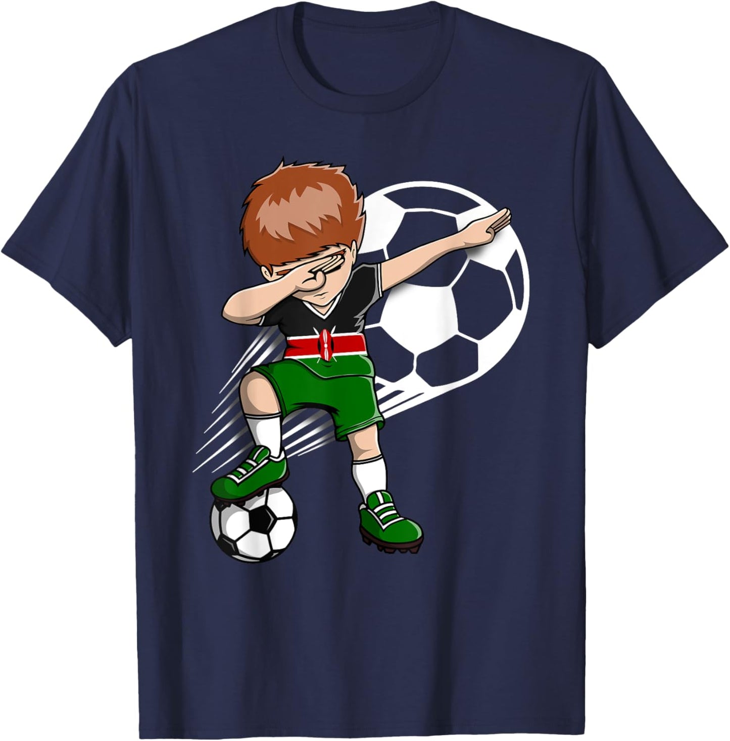 Dabbing Soccer Boy - Kenya Jersey Kenyan Football Fans Sport T-Shirt - T-Shirt | Navy