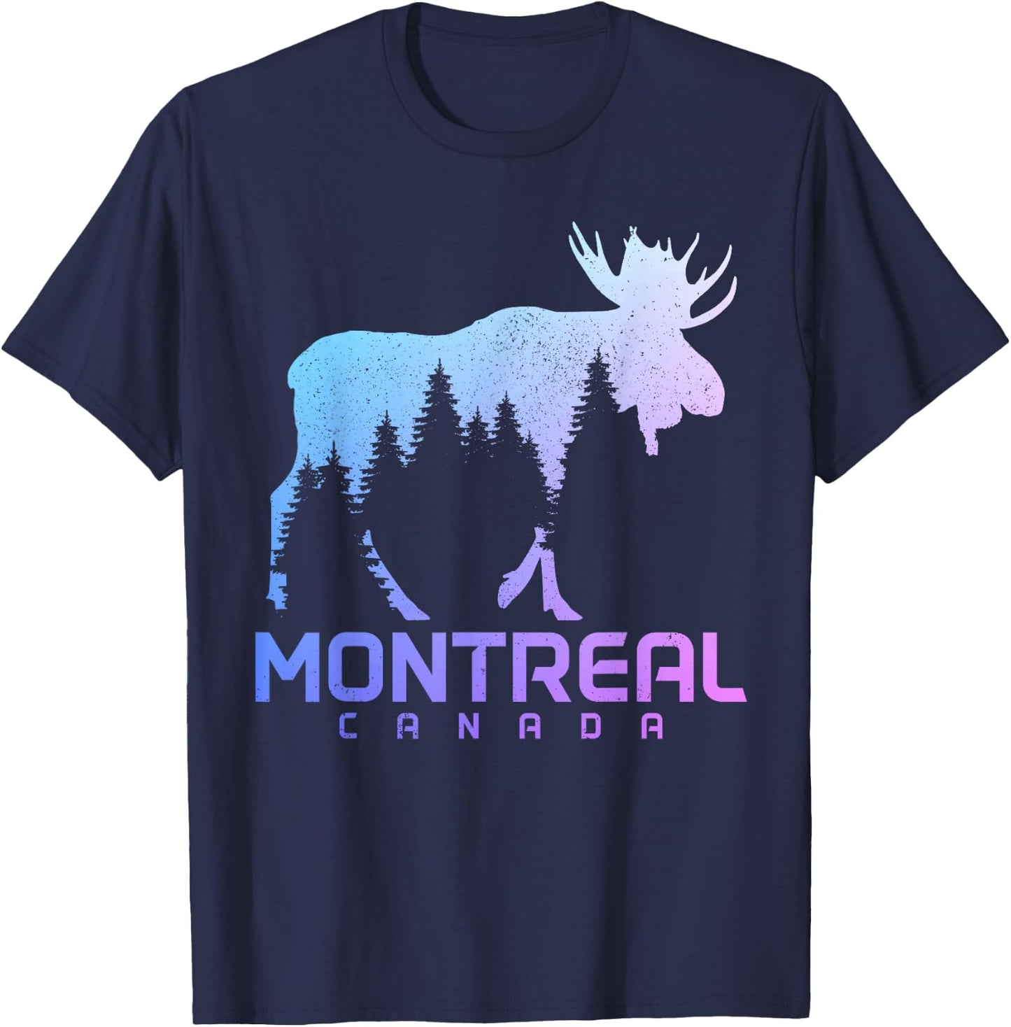 Montreal Quebec Canada Vintage Moose Souvenir T-Shirt - T-Shirt | Navy