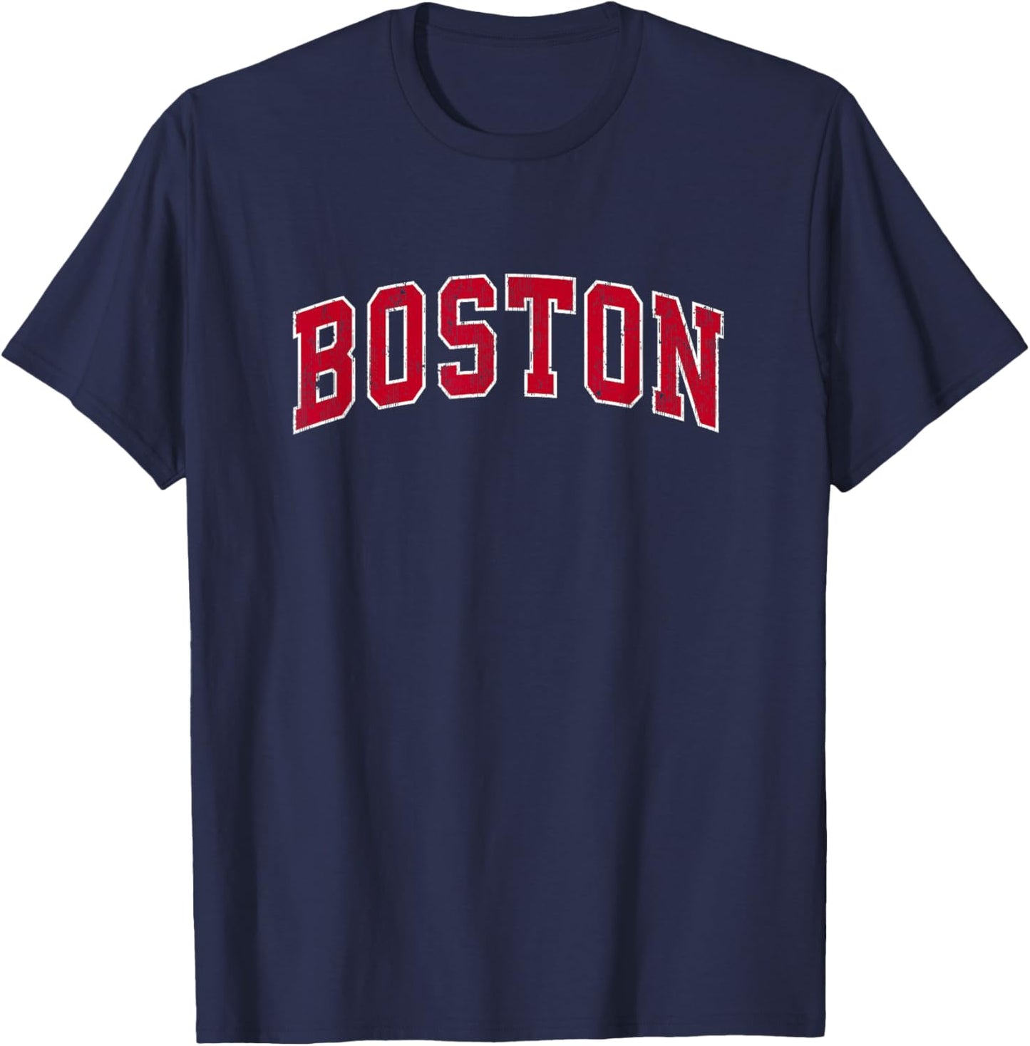 Boston Massachusetts MA Vintage Sports Design Red Design T-Shirt - T-Shirt | Navy