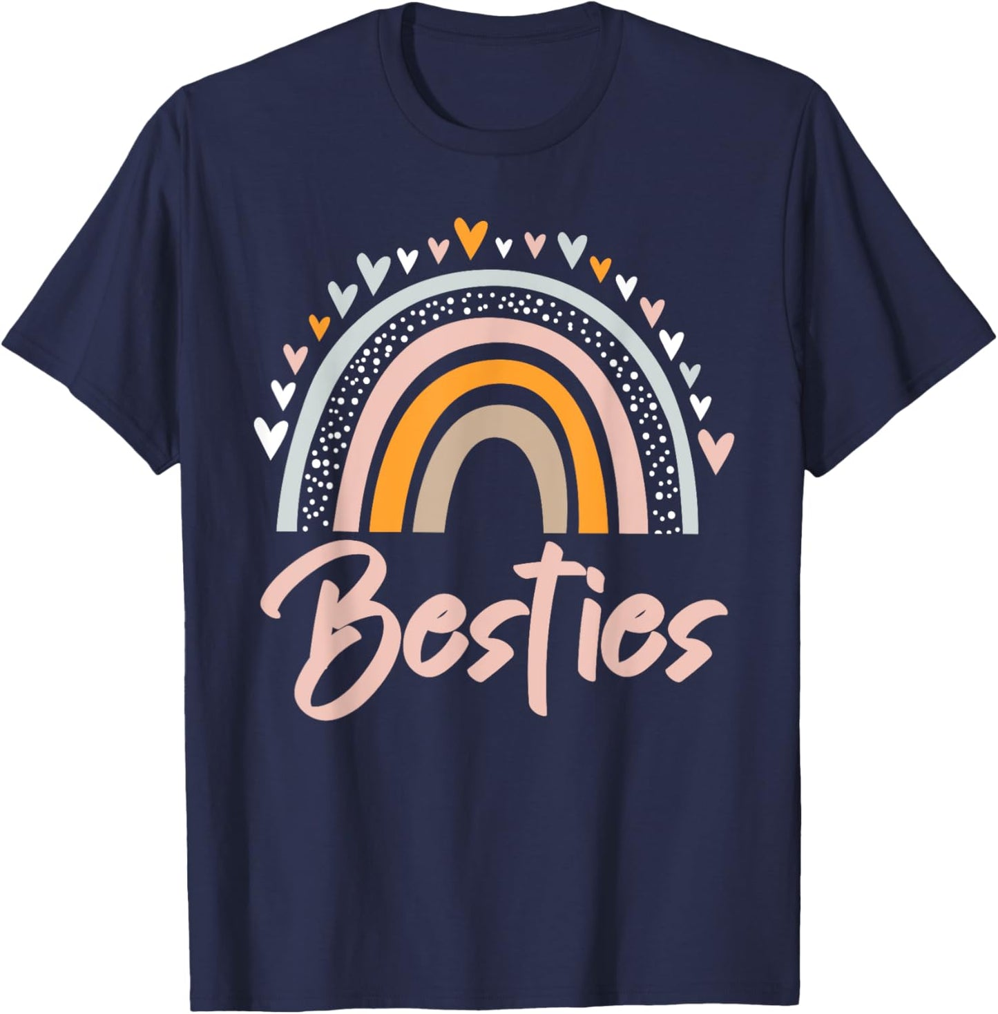 Besties BFF Heart Best Friends Bestie T-Shirt - T-Shirt | Navy