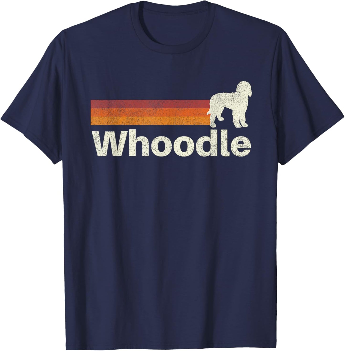 Vintage Whoodle Retro Mom Dad Dog T-Shirt - T-Shirt | Navy