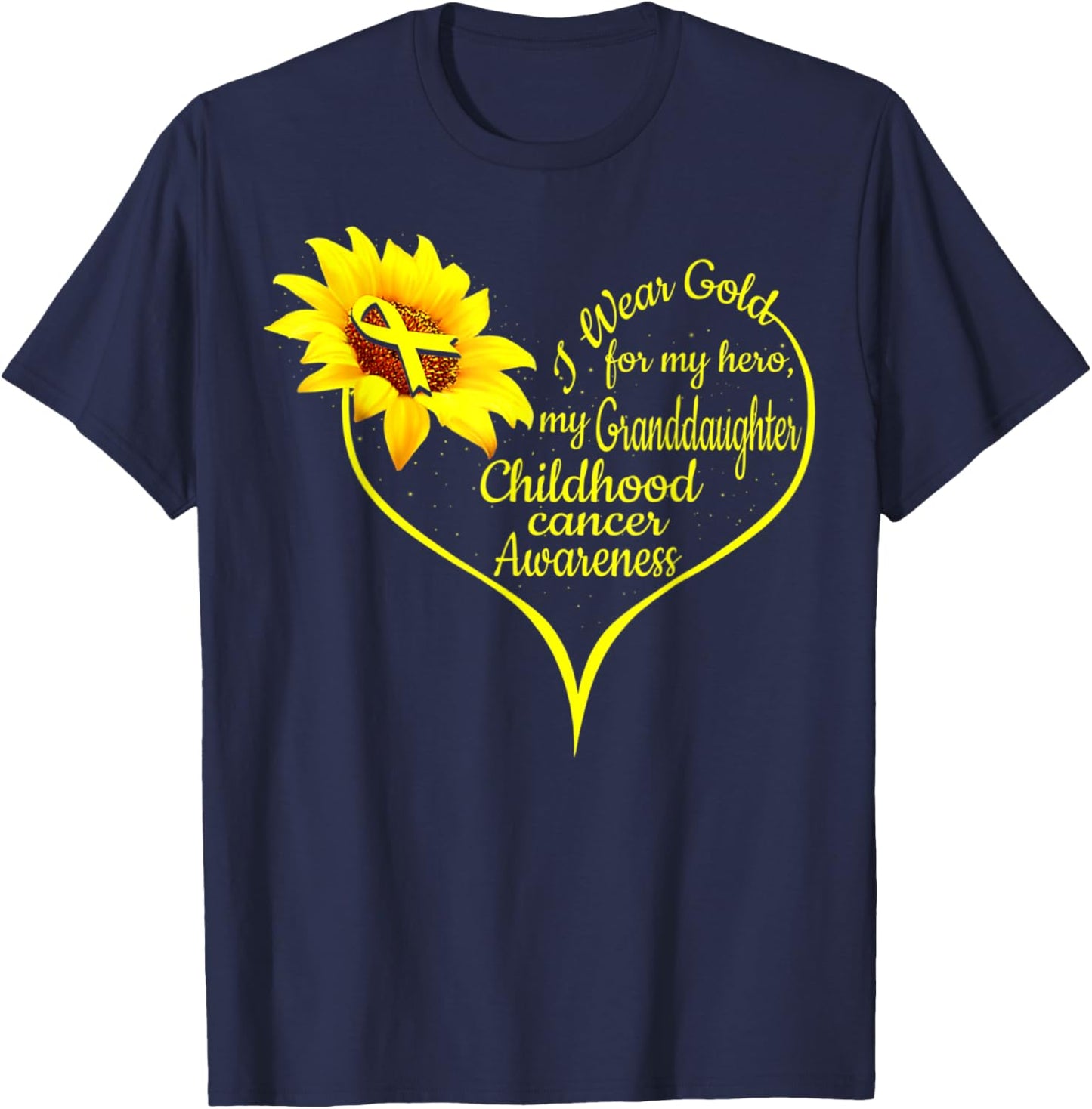 I Wear Gold For My Granddaughter Childhood Cancer Awareness T-Shirt - T-Shirt | Navy