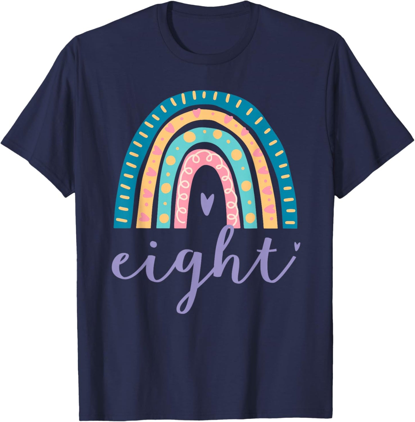 Eight Year Old Rainbow 8th Birthday Gifts for Girls 8 Bday T-Shirt - T-Shirt | Navy