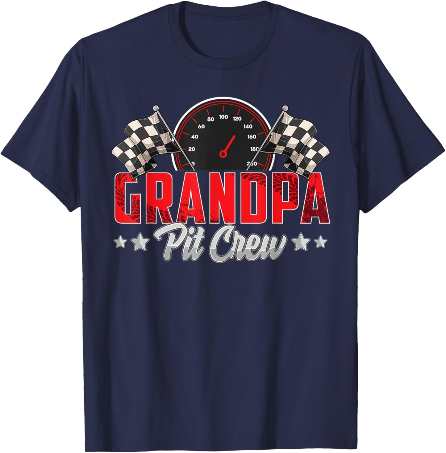 Race Car Birthday Party Racing Family Grandpa Pit Crew T-Shirt - T-Shirt | Navy