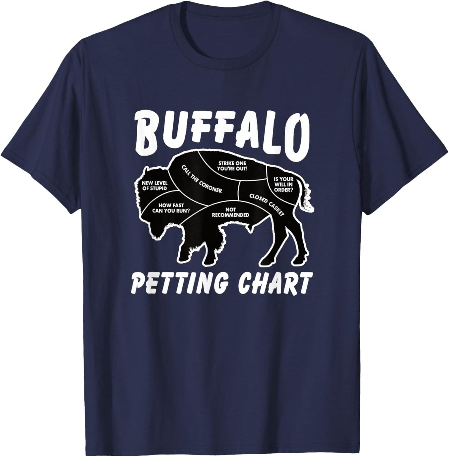 Buffalo Wildlife Petting Chart for Bison Lovers T-Shirt - T-Shirt | Navy