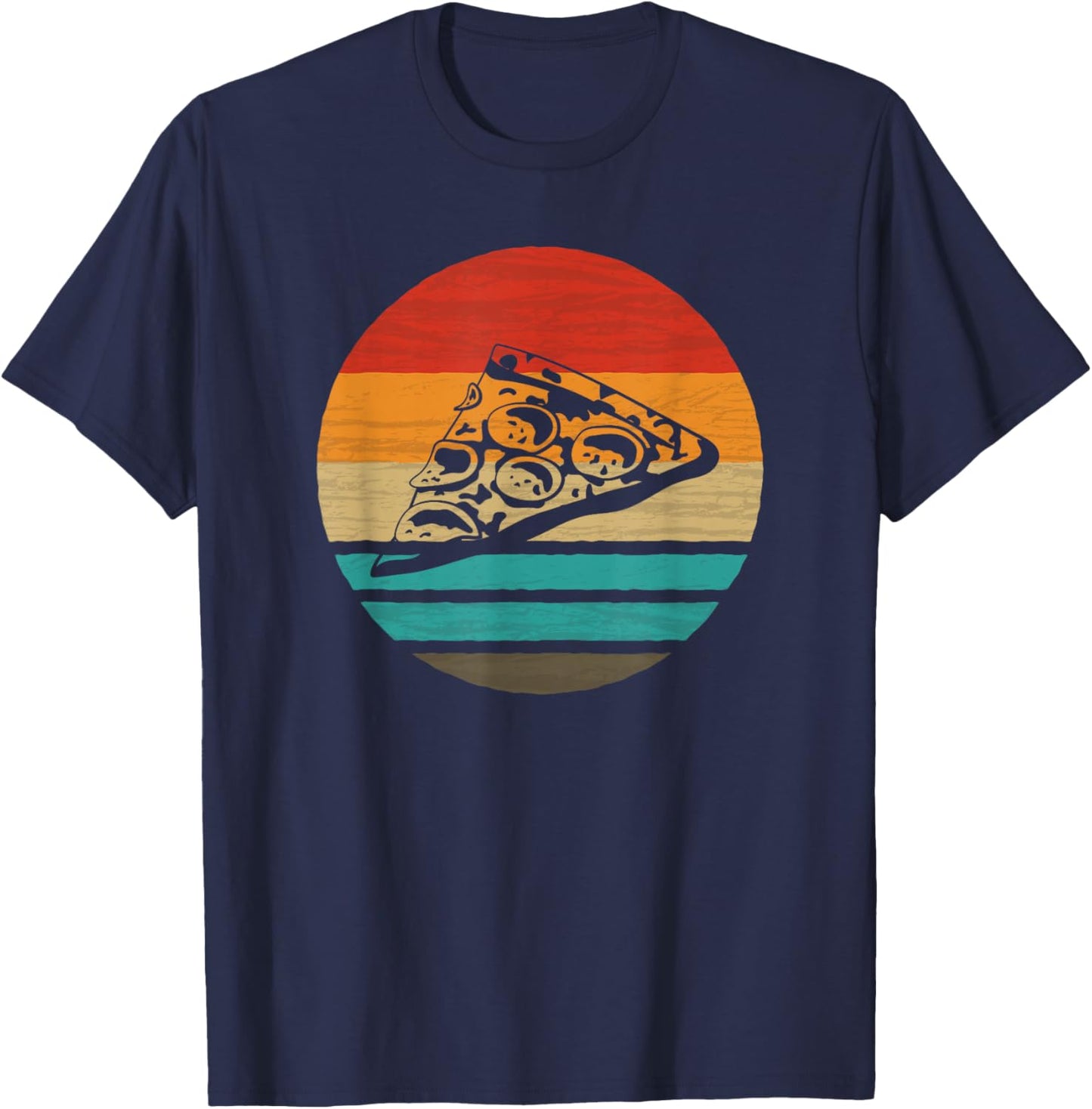 Pizza Piece Retro Style Vintage T-Shirt - T-Shirt | Navy