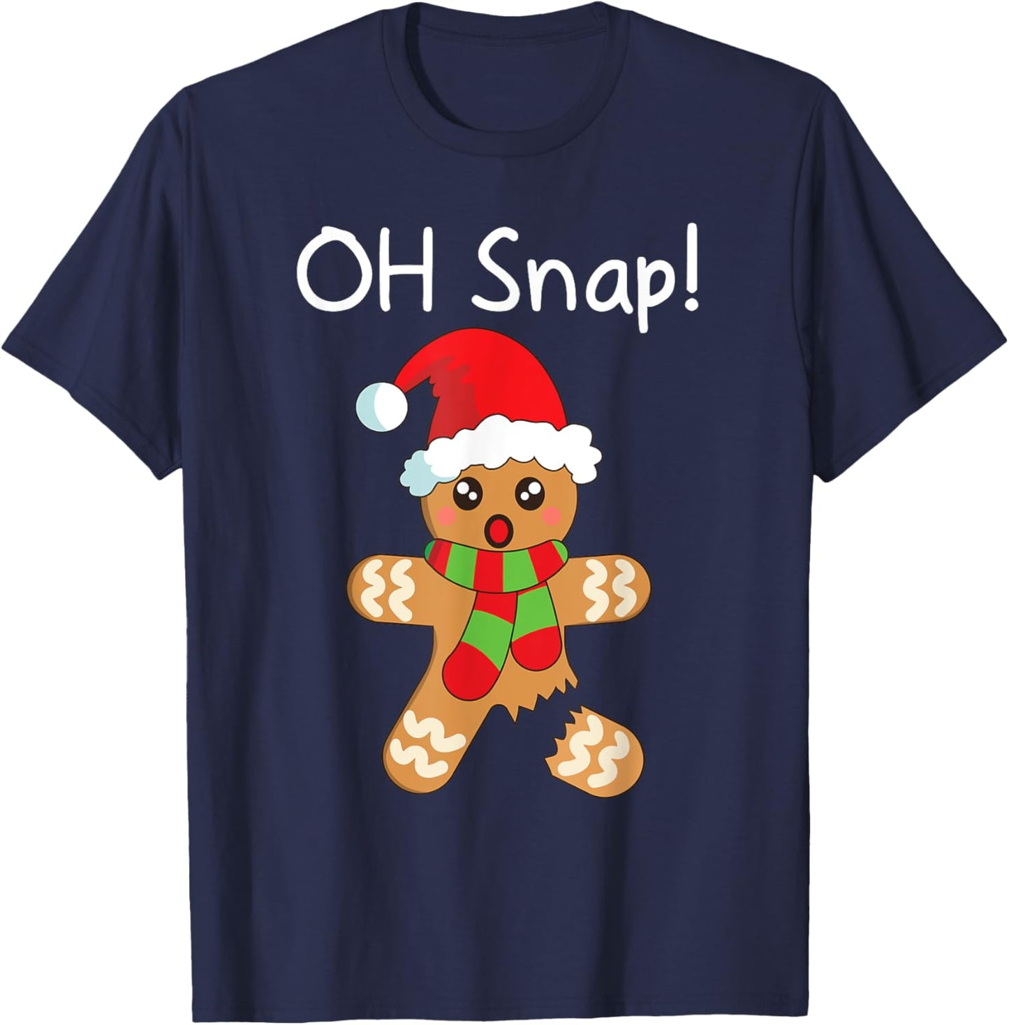 Christmas Shirt Boys Girls Funny Gingerbread Man Oh Snap T-Shirt - T-Shirt | Navy