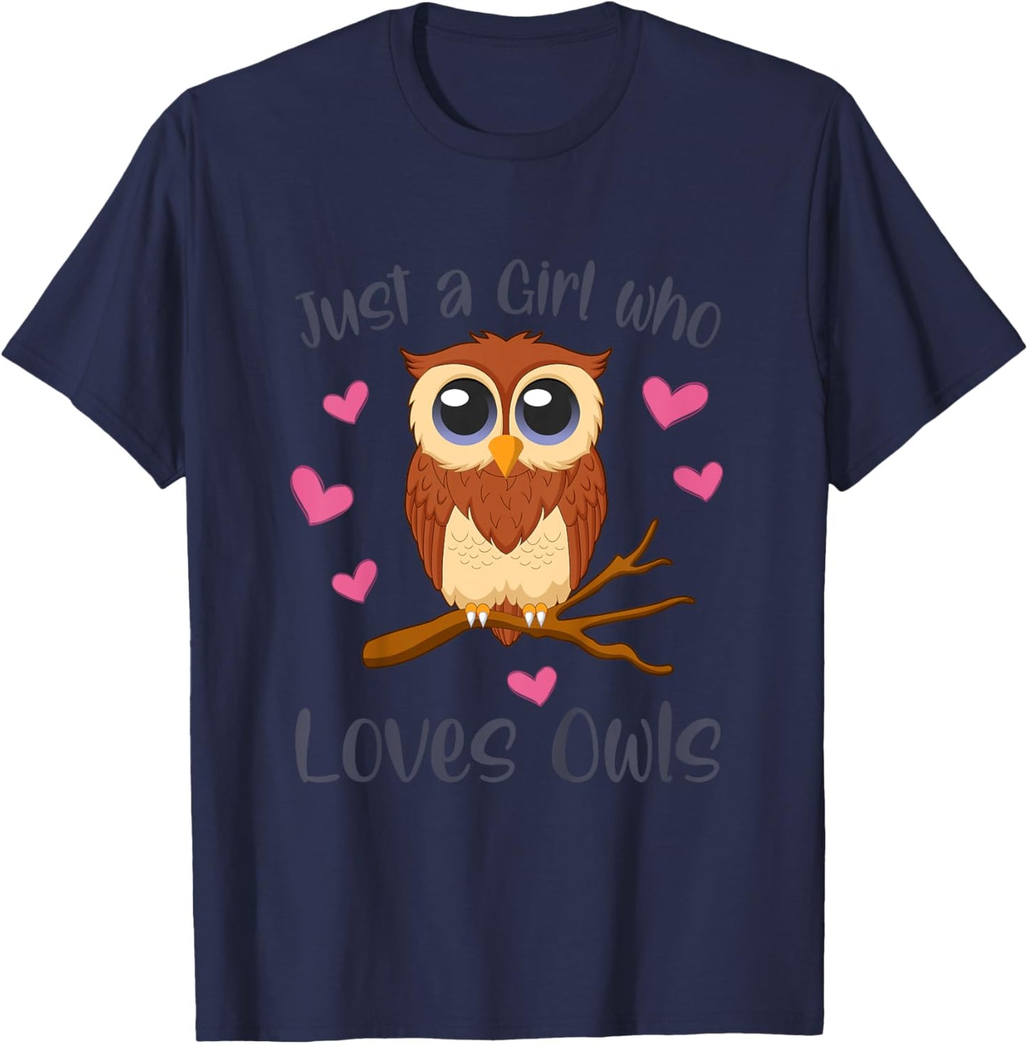 JUST A GIRL WHO LOVES OWLS Funny Owl Lover Toddler Girl Kids T-Shirt - T-Shirt | Navy