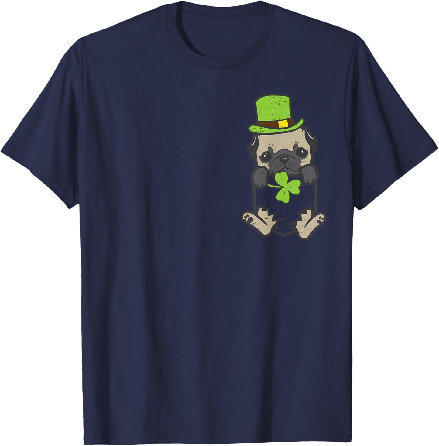 Irish Pocket Pug Dog Saint Paddys St Patricks Day Women Girl T-Shirt - T-Shirt | Navy