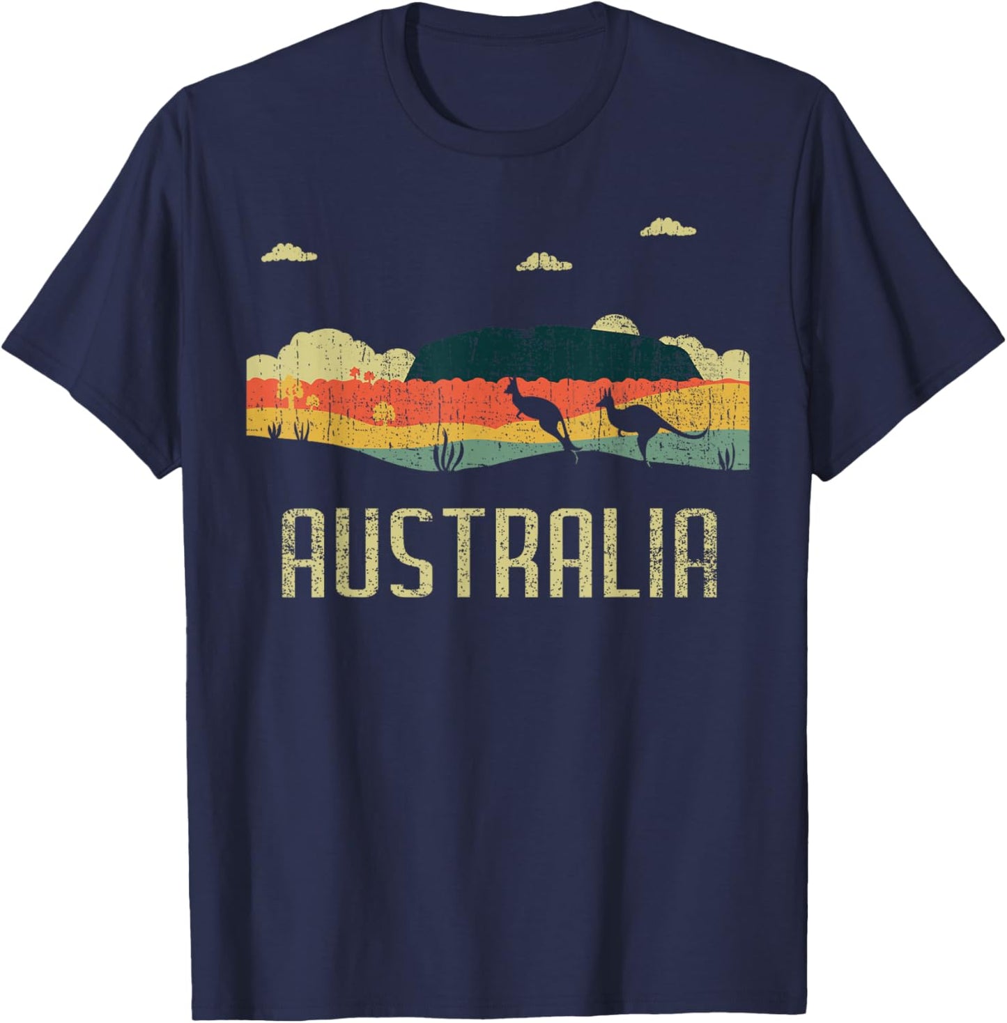 Vintage Jump Kangaroo Australia Day Australian T-Shirt - T-Shirt | Navy
