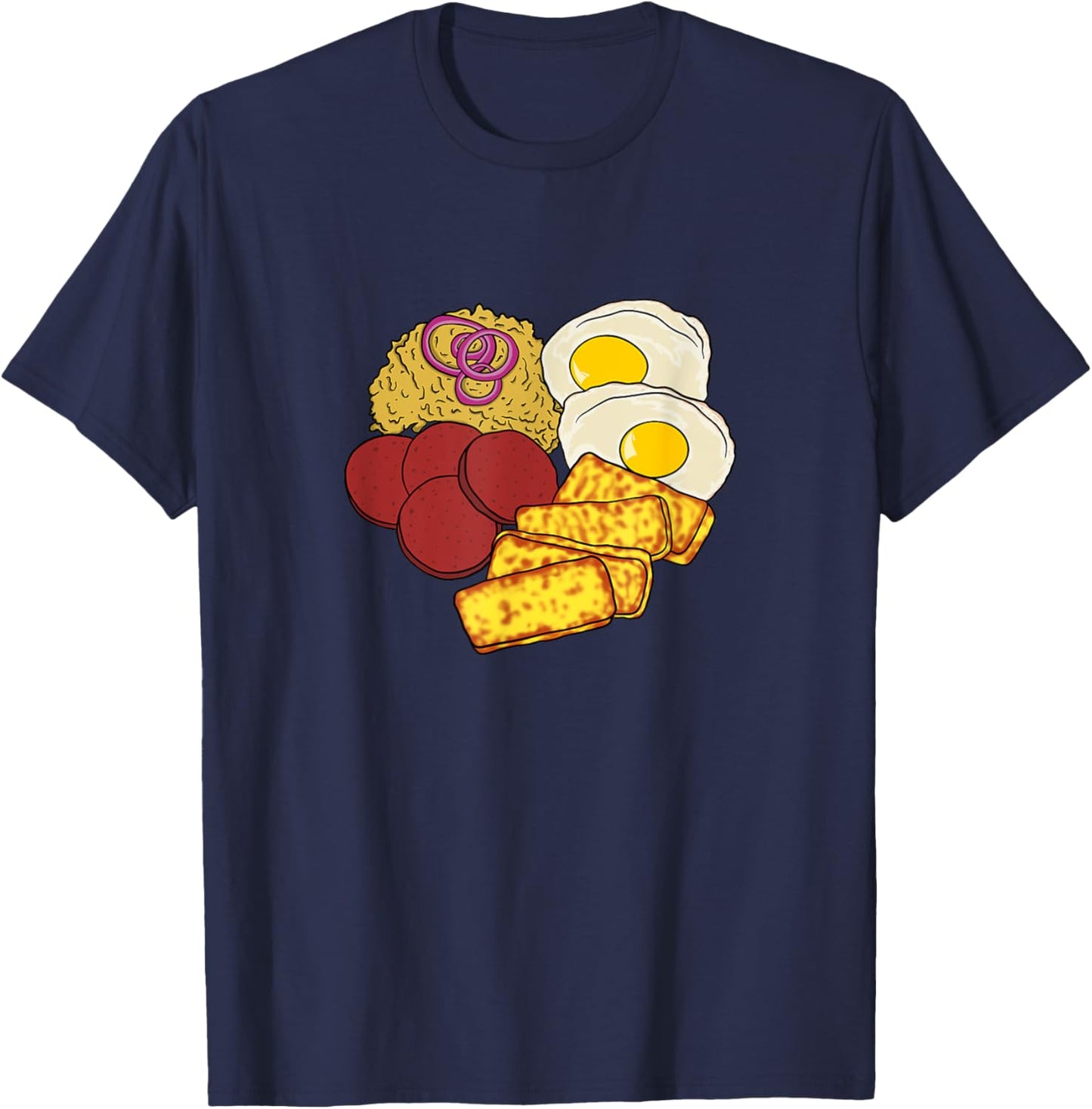 Dominican Republic Favorite Food | Mangú Salami Queso Frito T-Shirt - T-Shirt | Navy