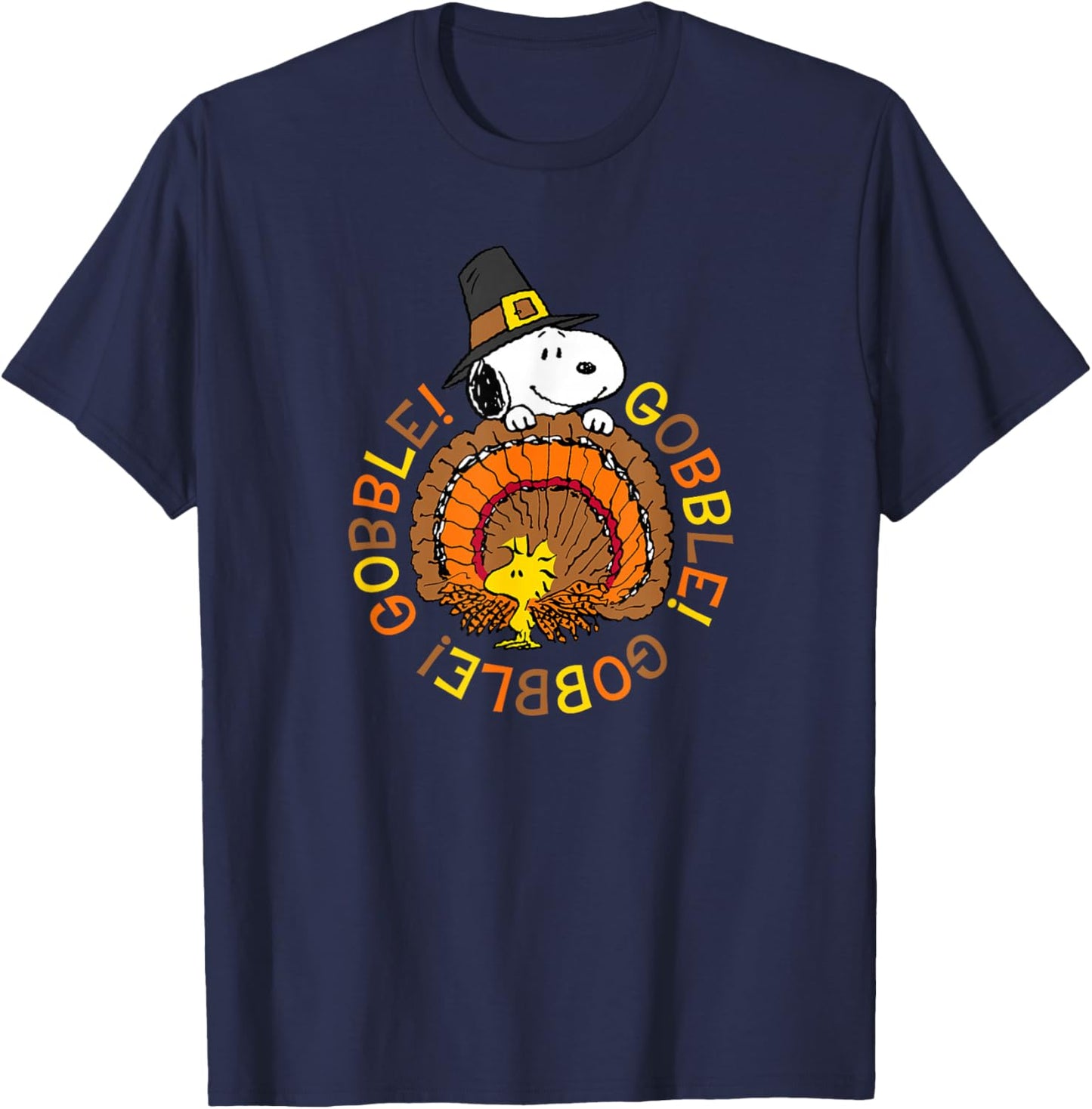 Peanuts Snoopy and Woodstock Thanksgiving Gobble T-Shirt - T-Shirt | Navy