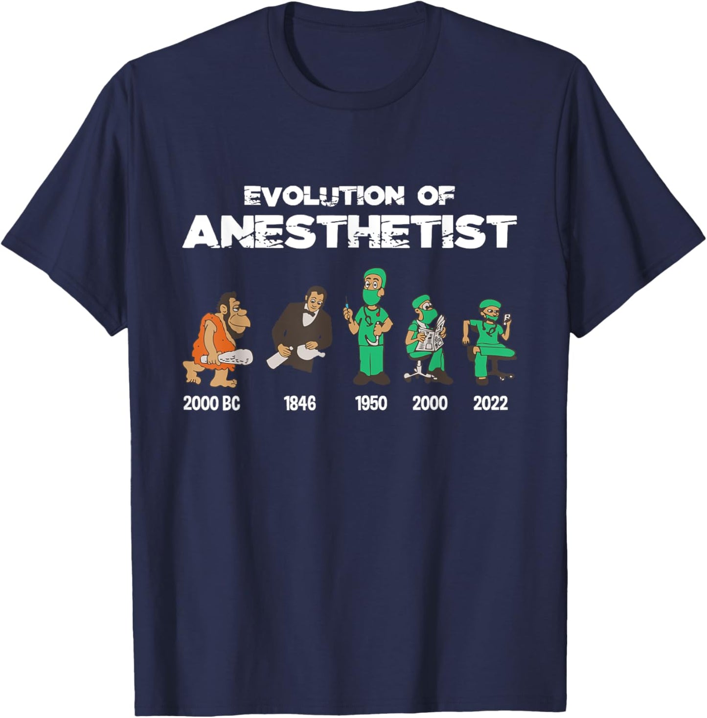 Evolution Anesthetist - Anesthesiologist Anesthesia T-Shirt - T-Shirt | Navy