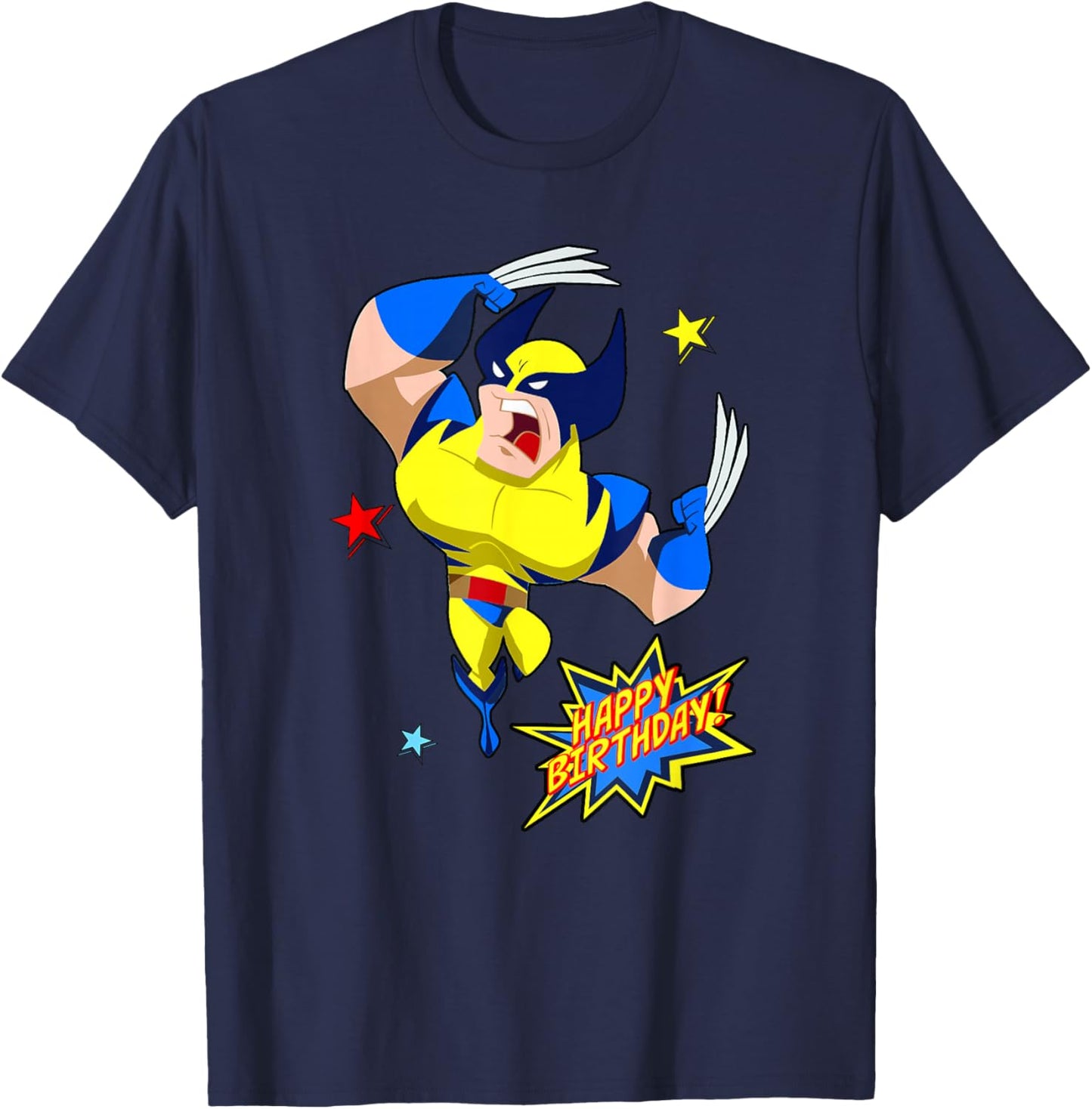 Marvel Wolverine Happy Birthday Comic Poster T-Shirt - T-Shirt | Navy