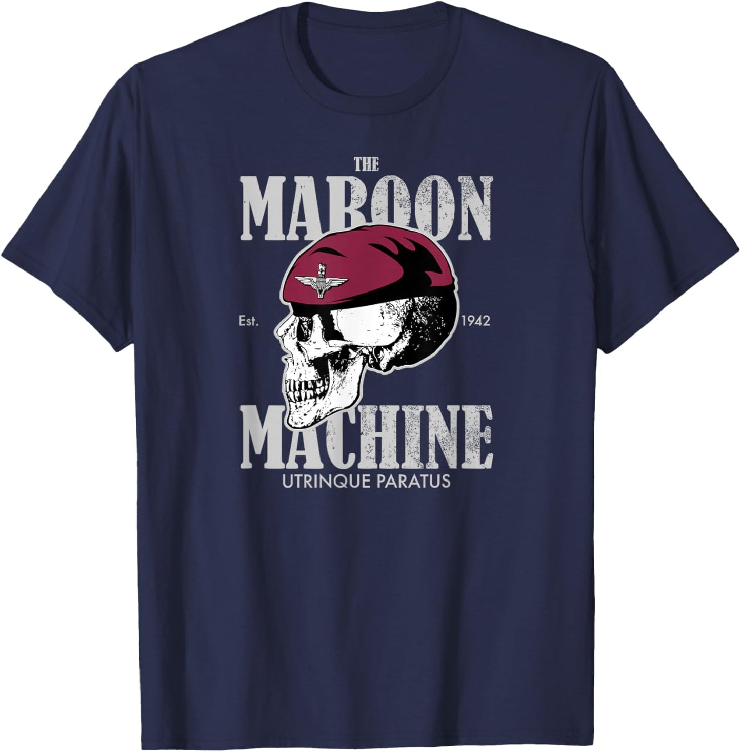 The Maroon Machine - Parachute Regiment (distressed) T-Shirt - T-Shirt | Navy