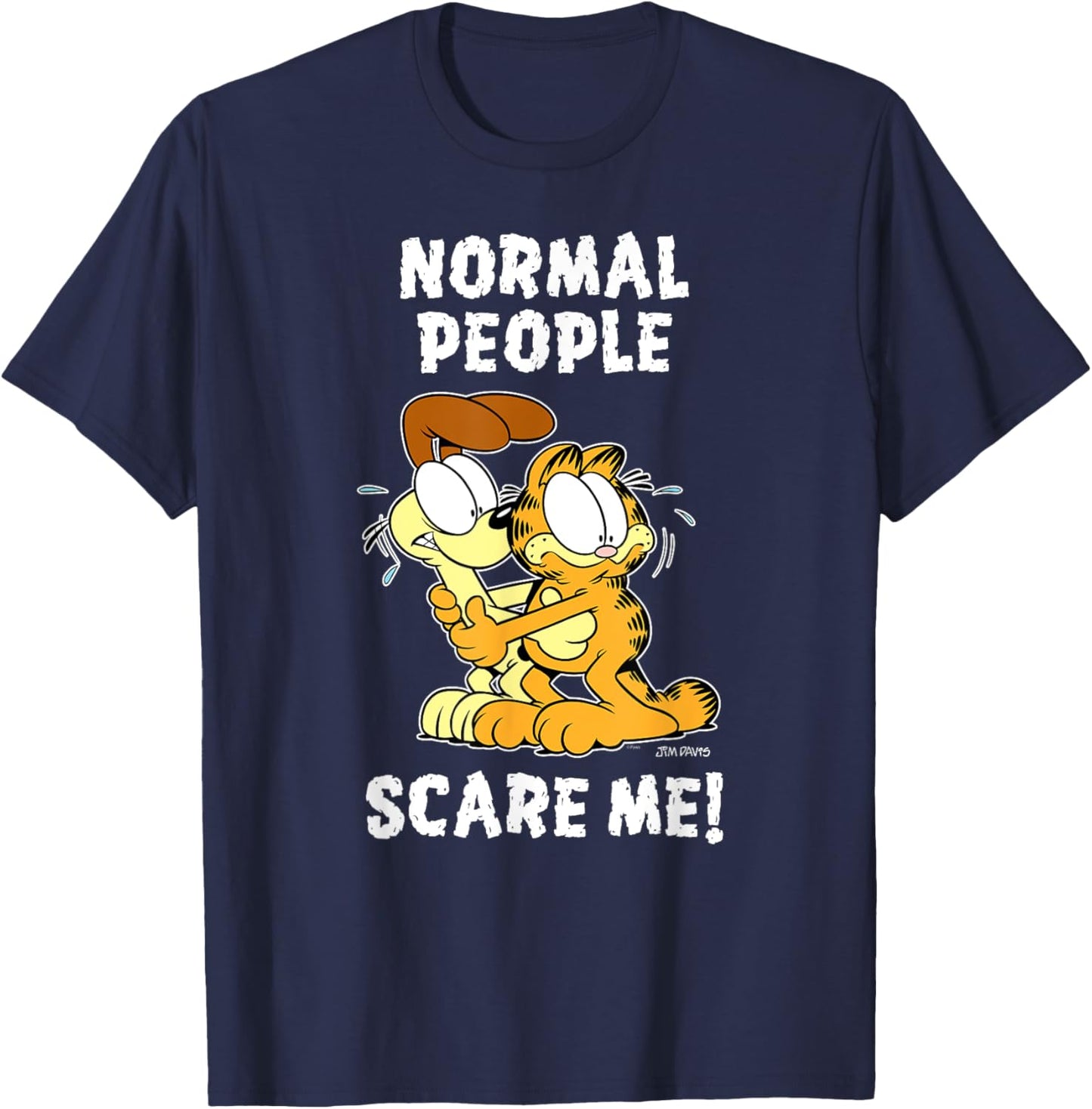 Garfield Normal People Scare Me Halloween Cartoon Cat T-Shirt - T-Shirt | Navy