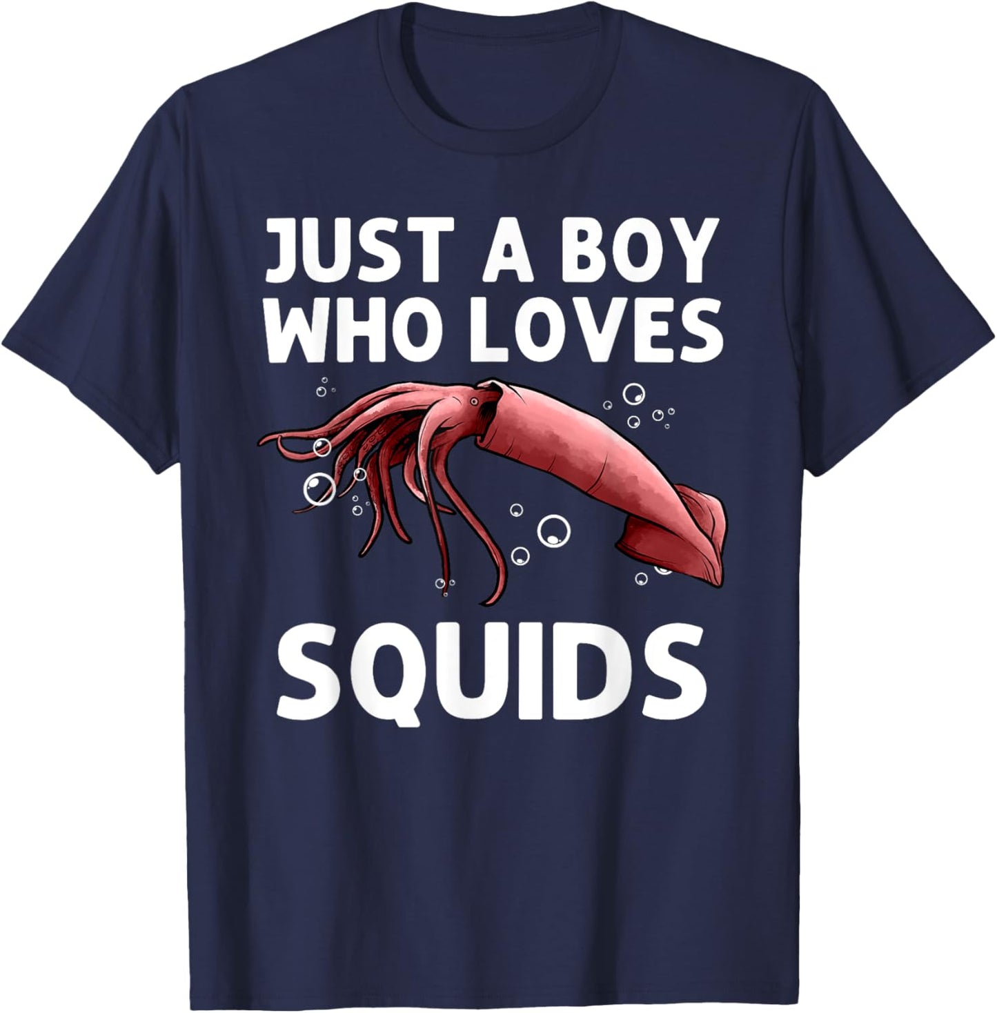 Squid Gift Boys Men Giant Squid Seafood Calamari Lovers T-Shirt - T-Shirt | Navy
