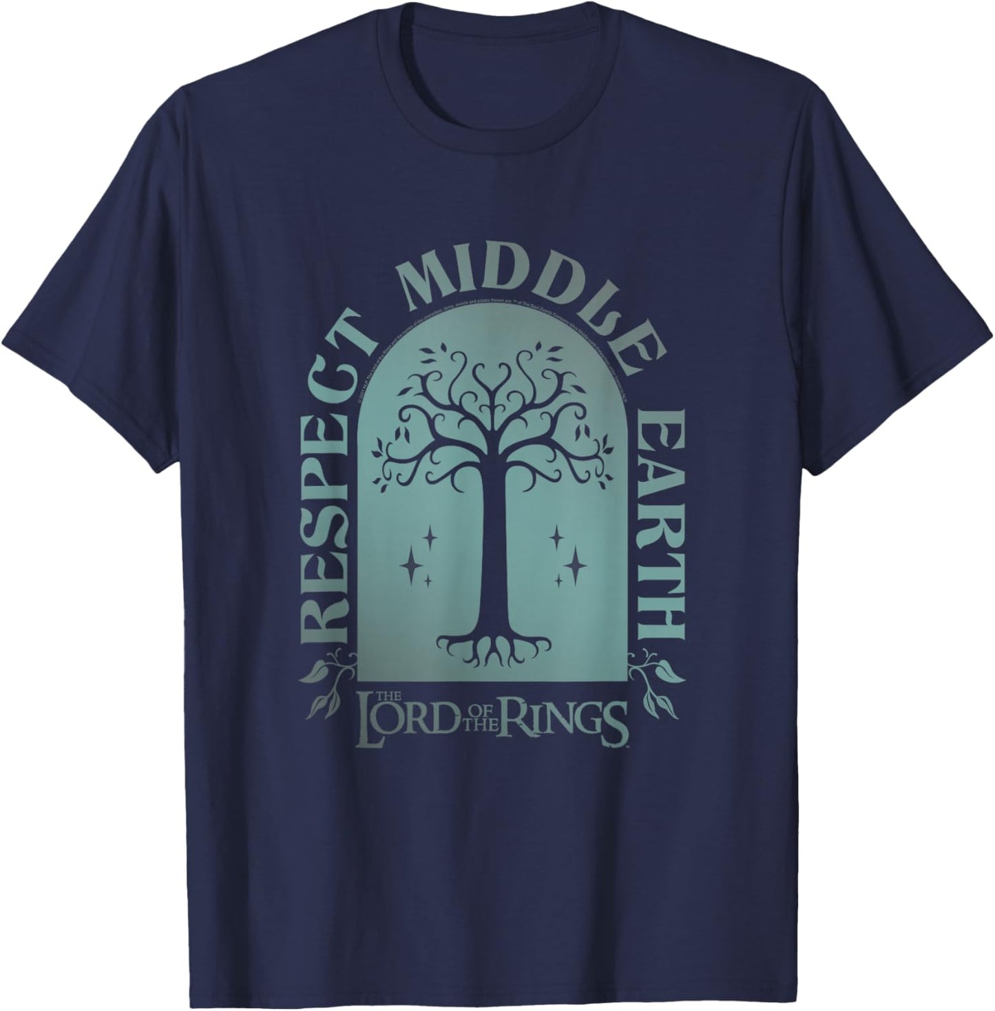 The Lord of the Rings Respect Middle Earth Tree Fantasy T-Shirt - T-Shirt | Navy